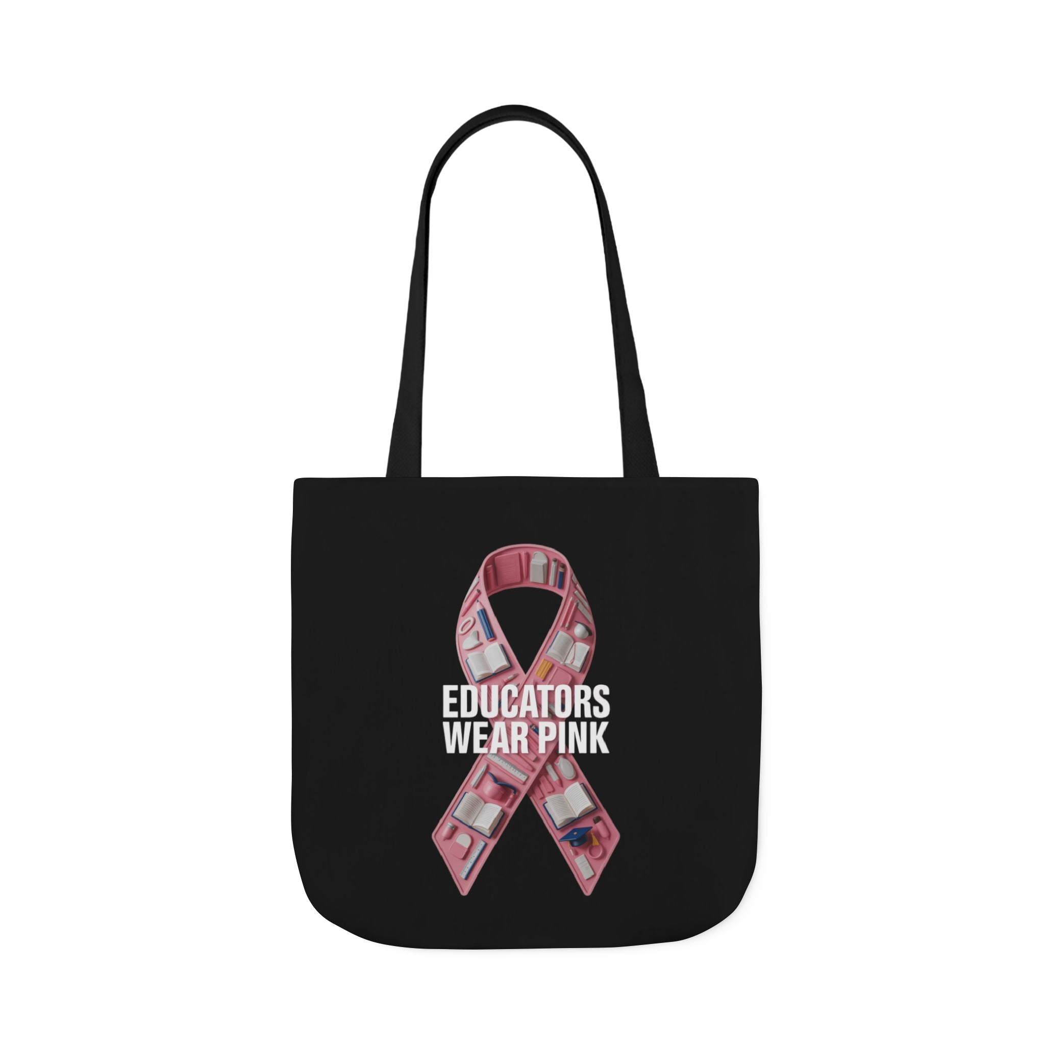 Educators Wear Pink Canvas Tote Bag, Breast Cancer Awareness, Eco-Friendly Bag