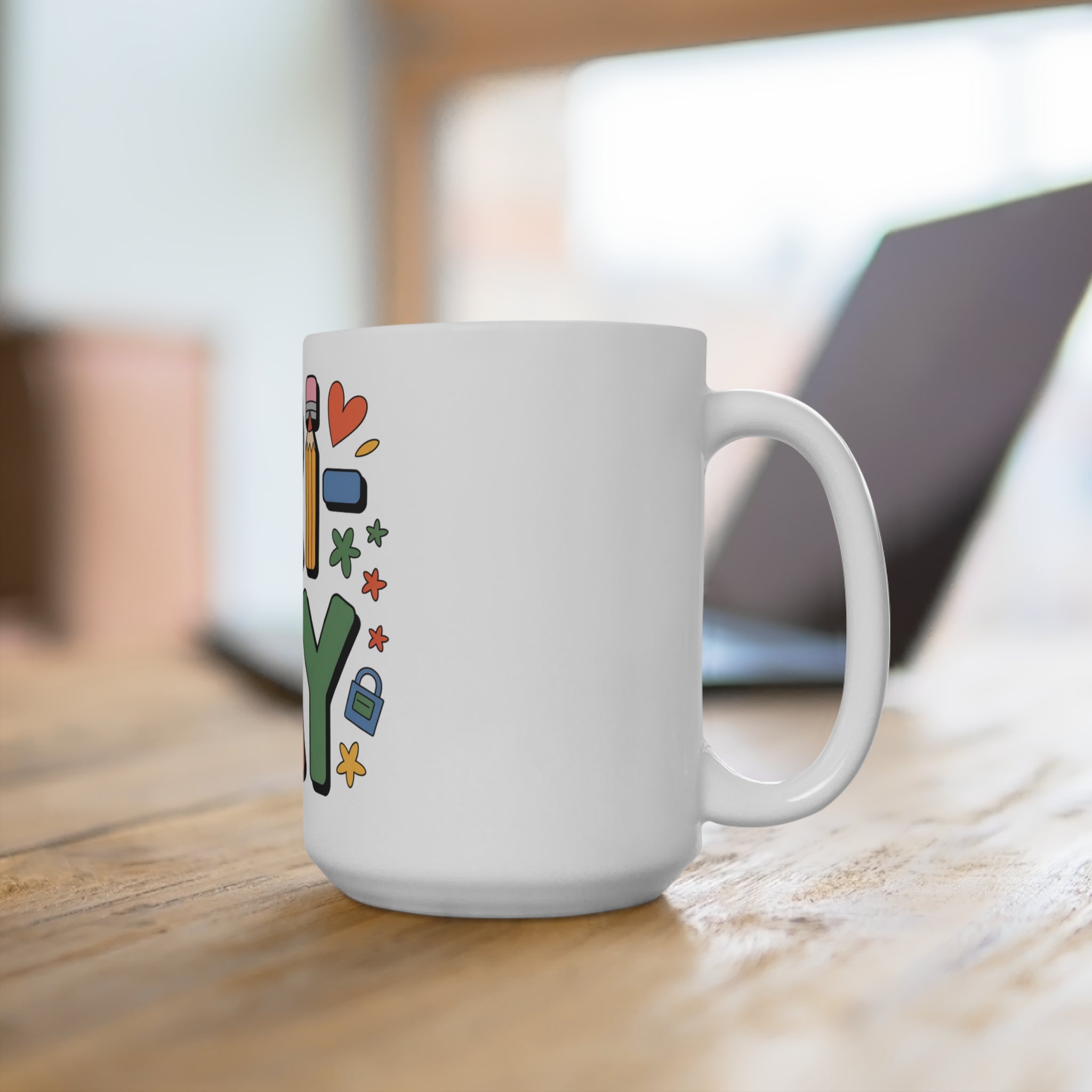 Colorful 'FRI-YAY' Coffee Mug, Fun Tea Cup, Gift for Teachers, Inspirational Office Decor, Friday Motivation, Creative Home Drinkware