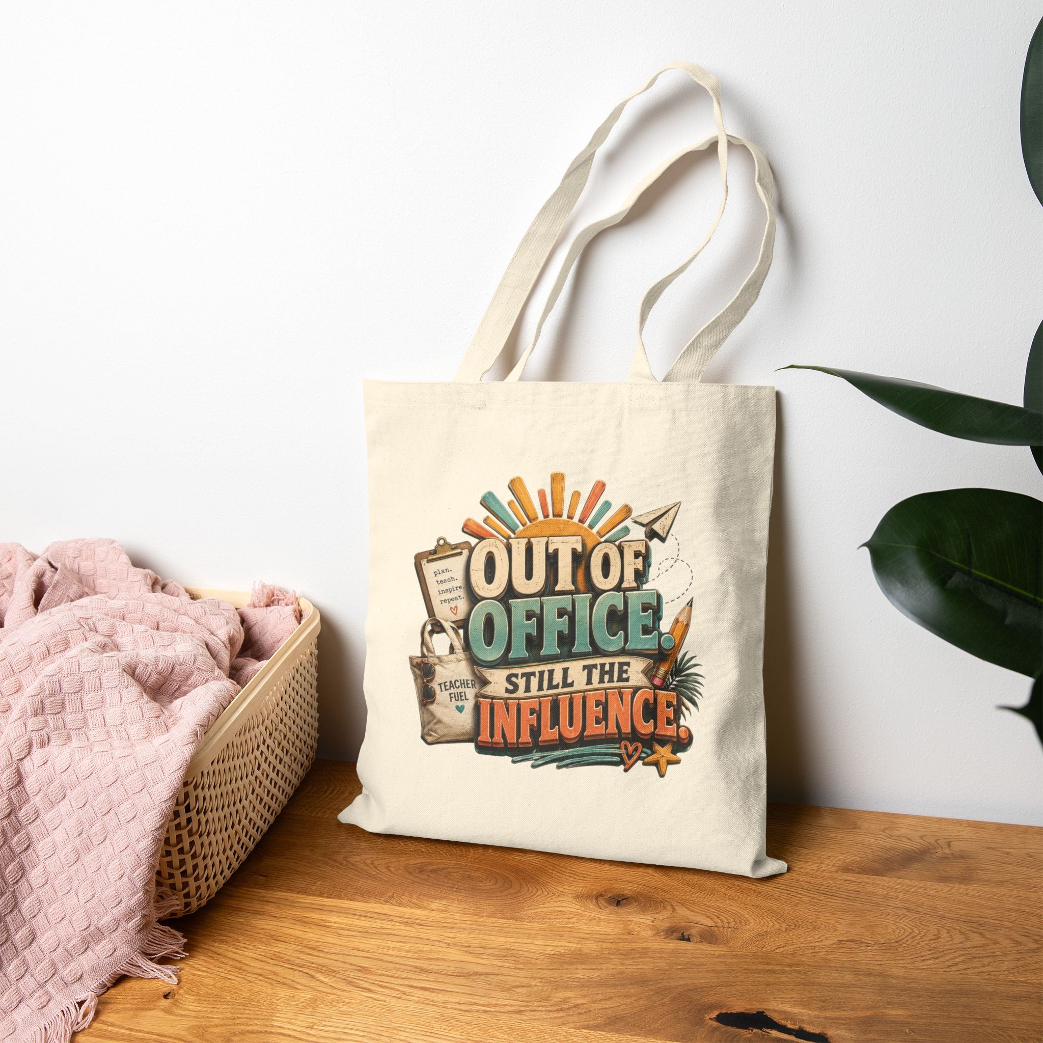 Tote Bag — "Out of Office Still the Influence" Retro Canvas Tote