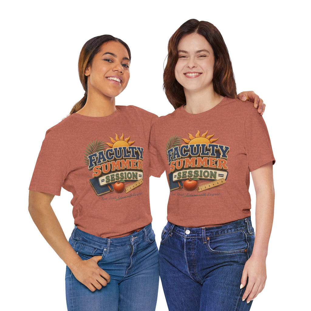Faculty Summer Session T-Shirt — Retro Palm Sun Campus Tee
