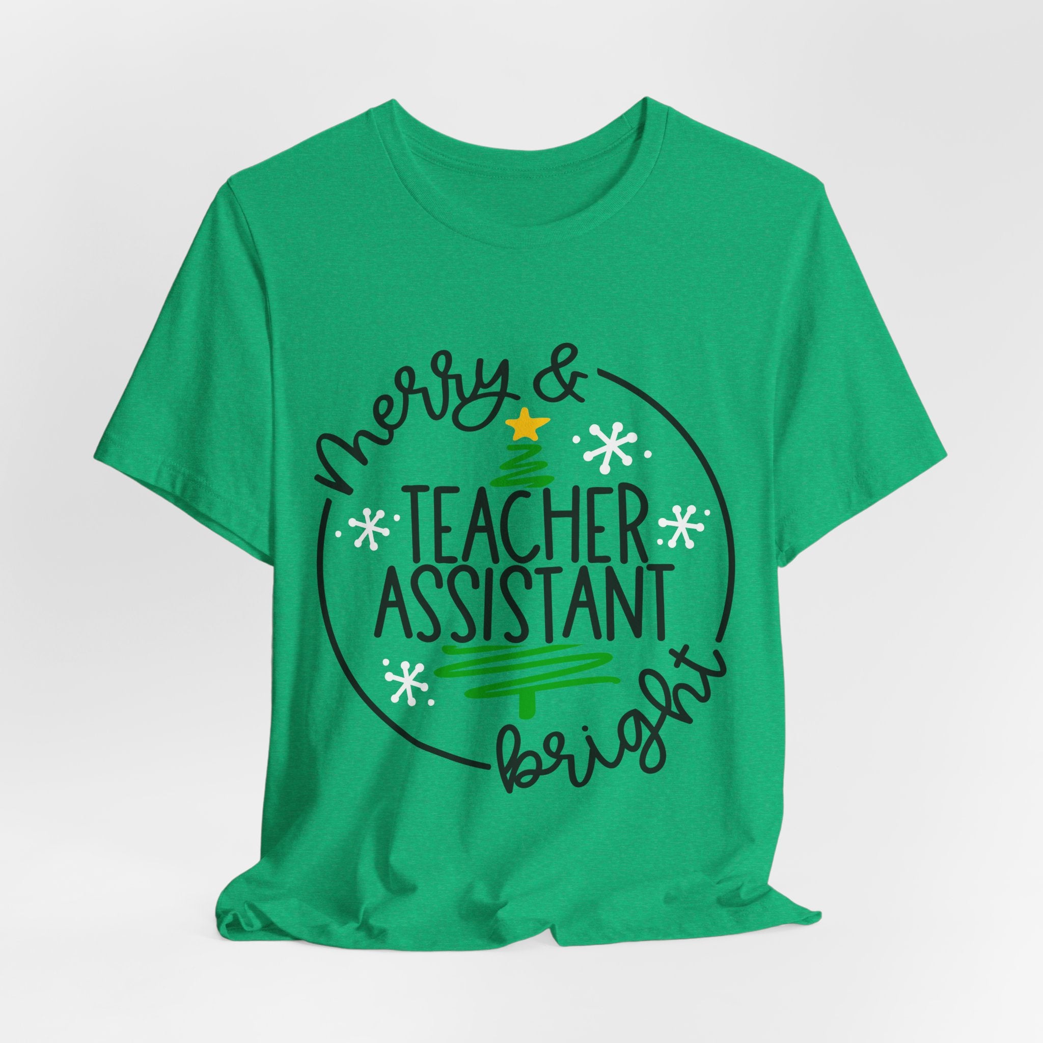 Teacher Assistant Christmas T‑Shirt — “Merry & Bright” Holiday Tee