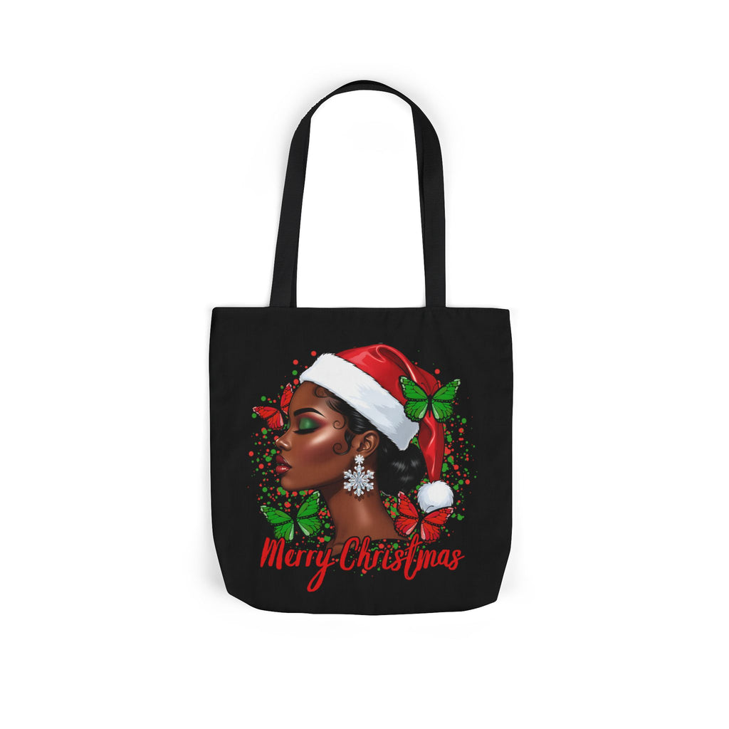 Christmas Beauty Canvas Tote — "Merry Christmas" Holiday Girl Design