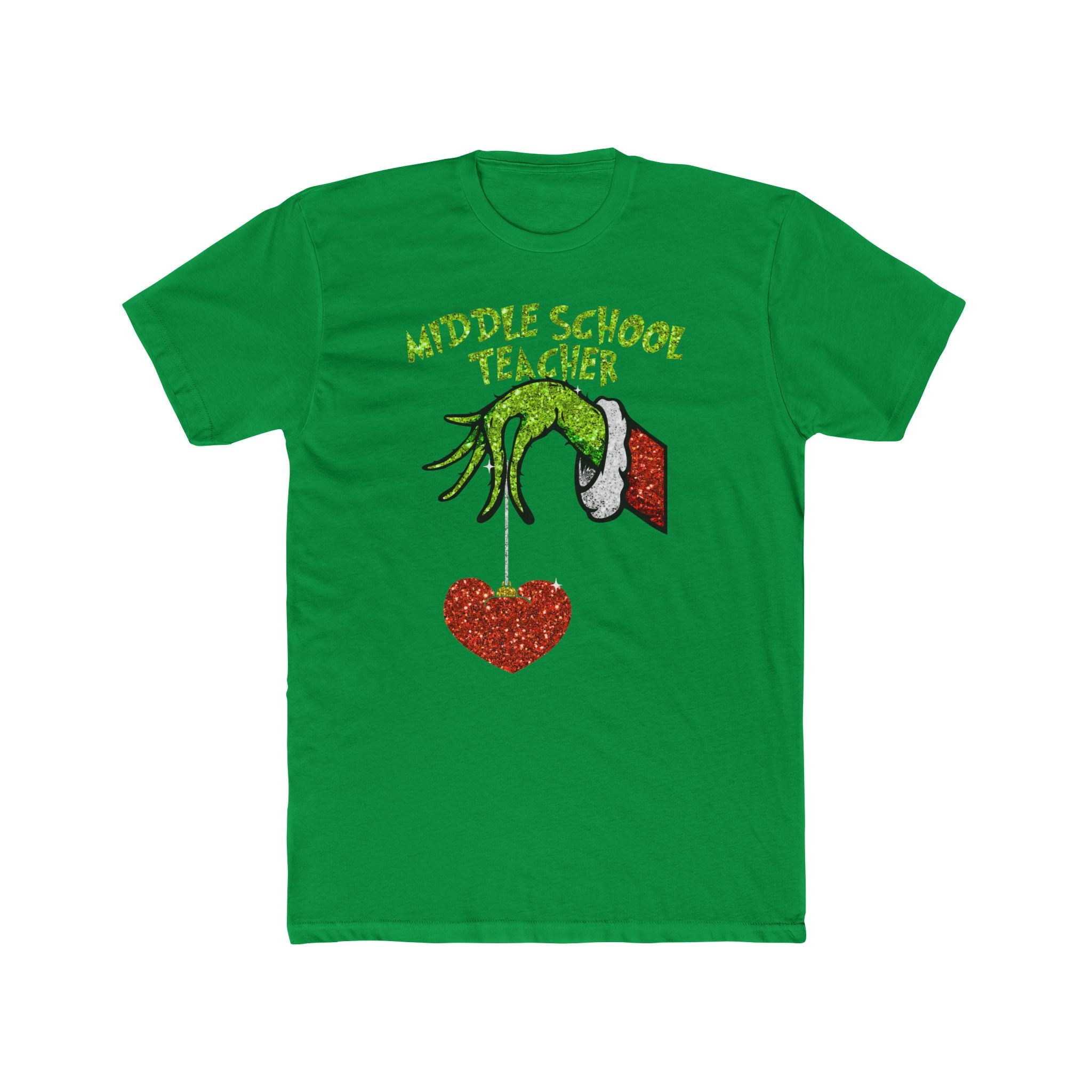 Middle School Teacher Grinch Heart T-Shirt — Holiday Teacher Gift