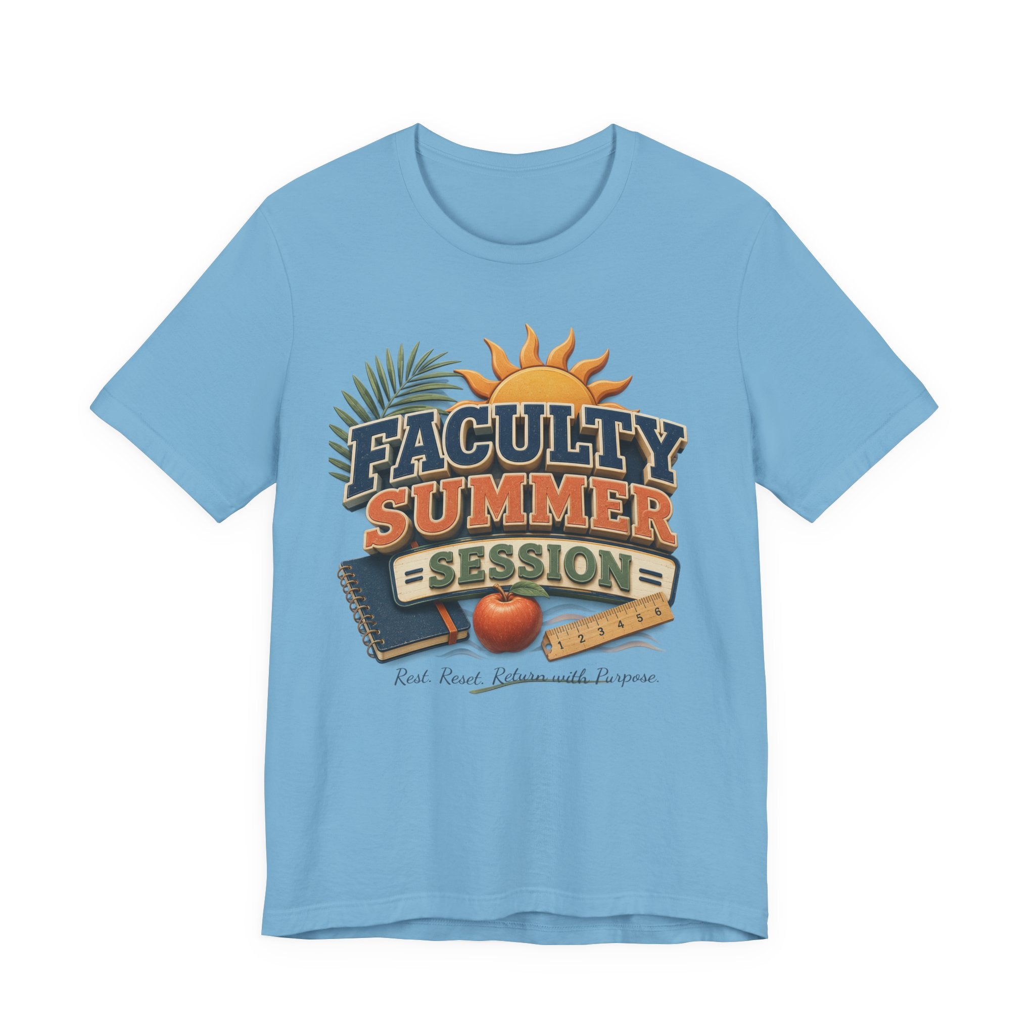 Faculty Summer Session T-Shirt — Retro Palm Sun Campus Tee