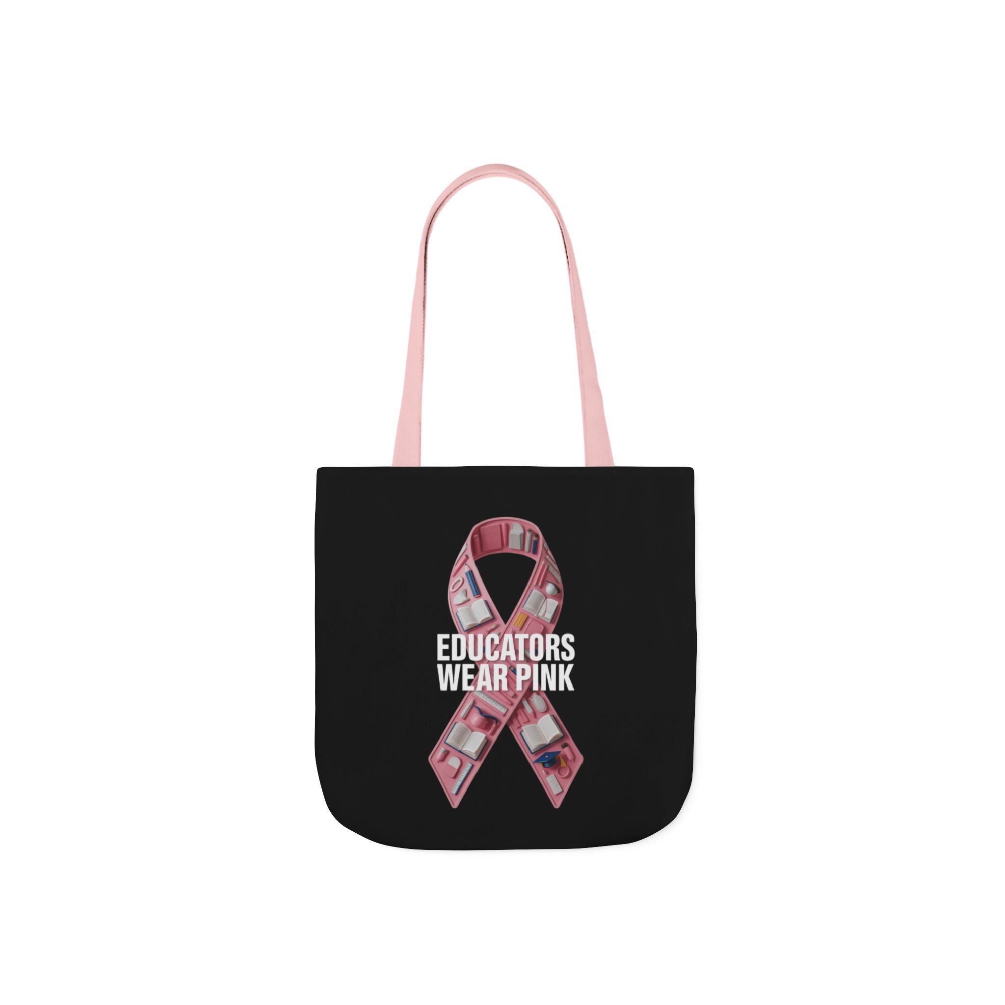 Educators Wear Pink  Canvas Tote Bag, Breast Cancer Awareness, Eco-Friendly Bag