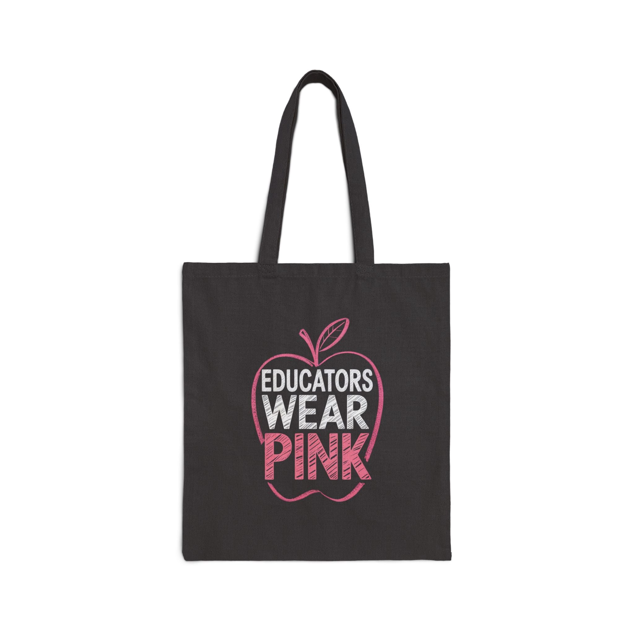 Educators Wear Pink Apple  Tote Bag | Teacher Gift, Eco-Friendly Shopping Bag, Classroom Supplies, Pink Ribbon Awareness, Reusable Bag