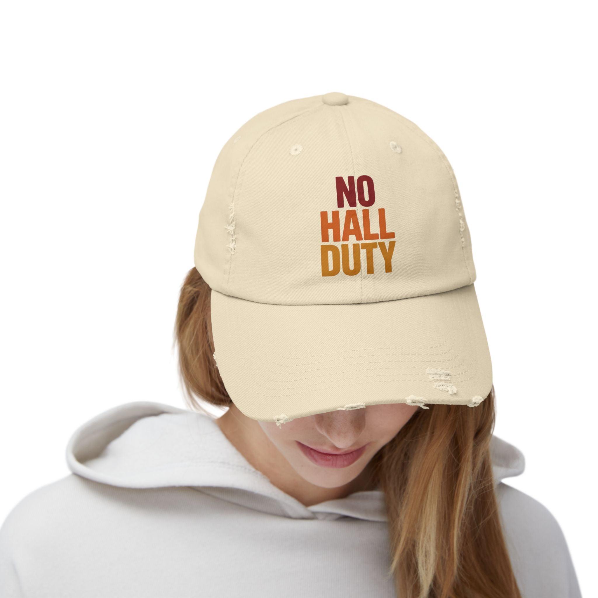 No Hall Duty Unisex Distressed Cap