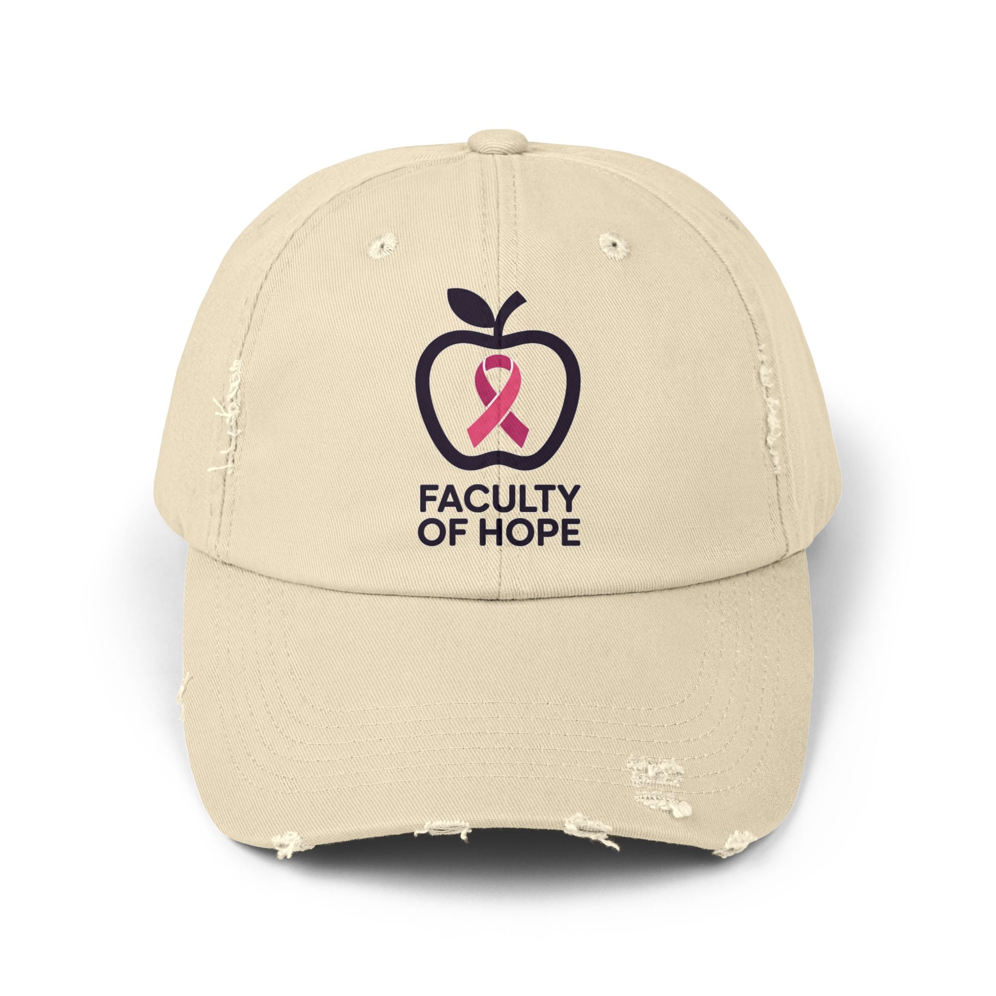 Hope-Inspiring Distressed Cap | Faculty of Hope, Awareness Cap, Cancer Awareness Hat, Unisex Cap, Gift for Supporters