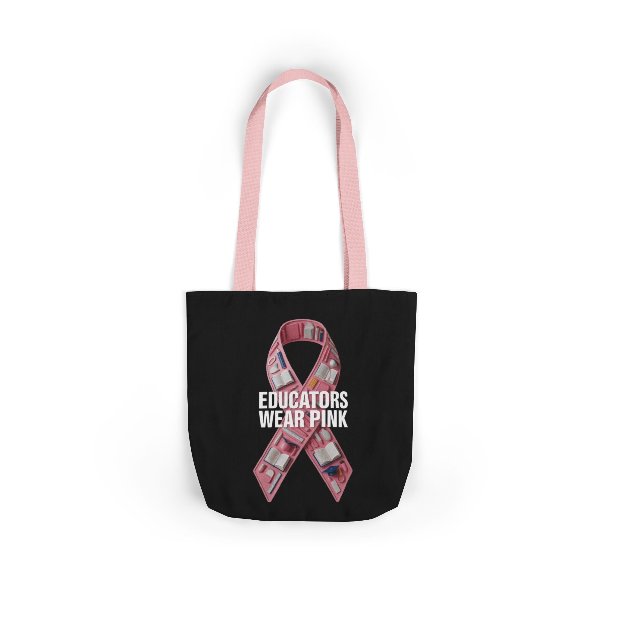 Educators Wear Pink  Canvas Tote Bag, Breast Cancer Awareness, Eco-Friendly Bag