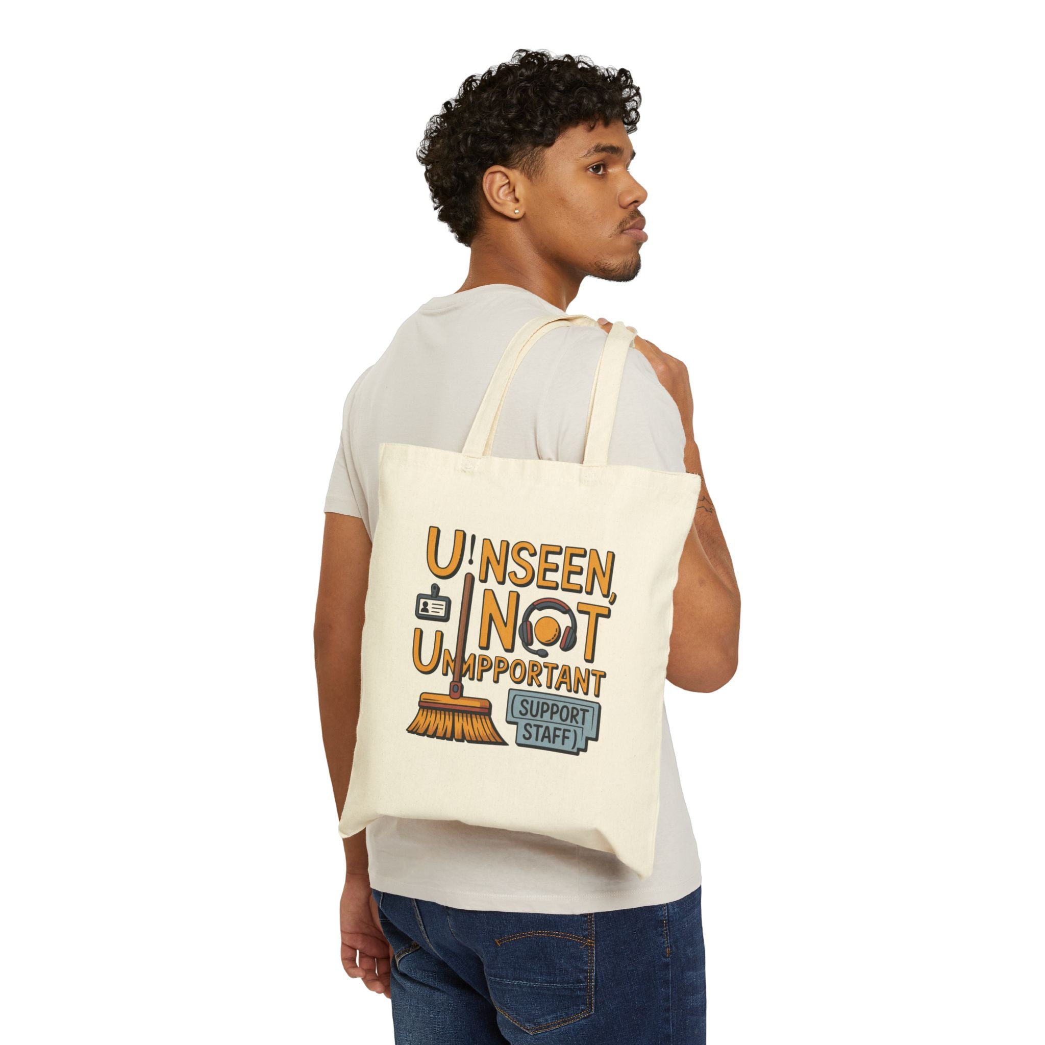 Support Staff Appreciation Cotton Canvas Tote Bag, Eco-Friendly Bag, Gift for Teachers, Appreciation Gift, Reusable Grocery Tote