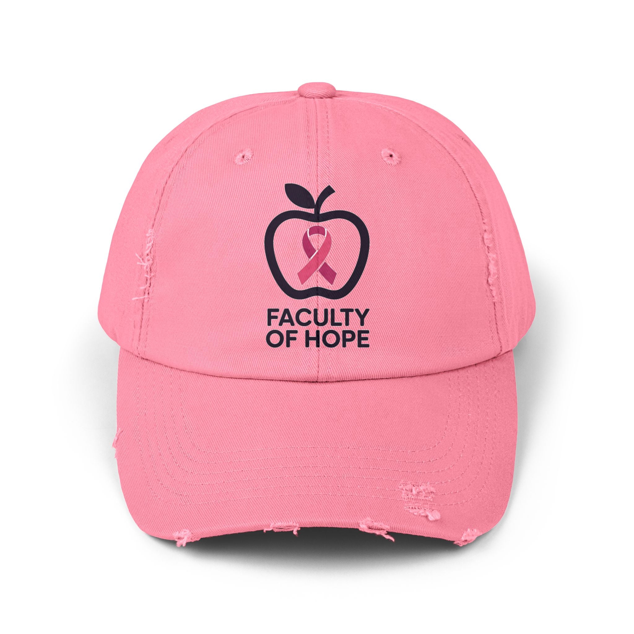 Hope-Inspiring Distressed Cap | Faculty of Hope, Awareness Cap, Cancer Awareness Hat, Unisex Cap, Gift for Supporters