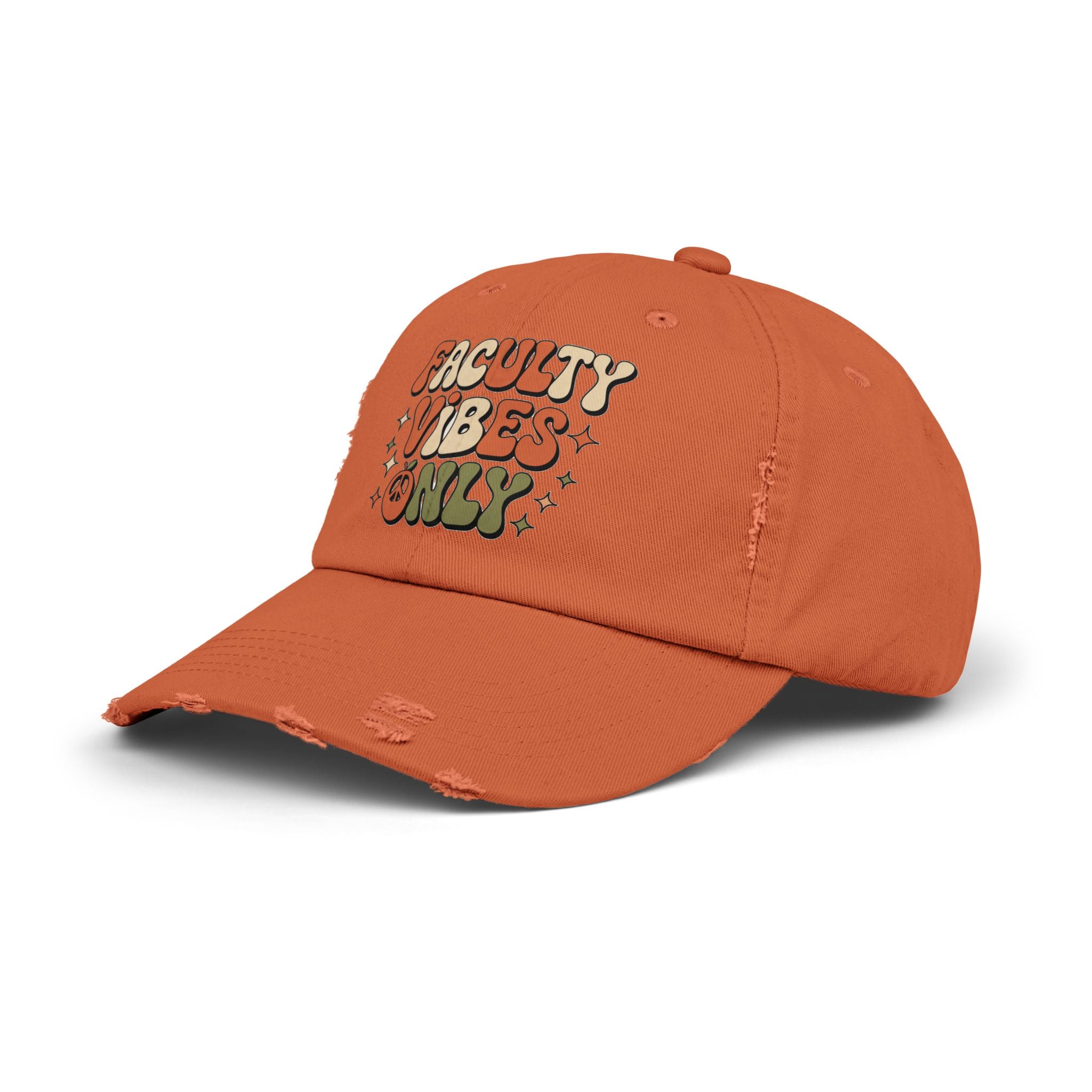 Retro Distressed Cap, Faculty Vibes Only Hat, Unisex Adjustable Cap, Casual Everyday Wear, Ideal Gift for Teachers, Trendy Fashion Accessory
