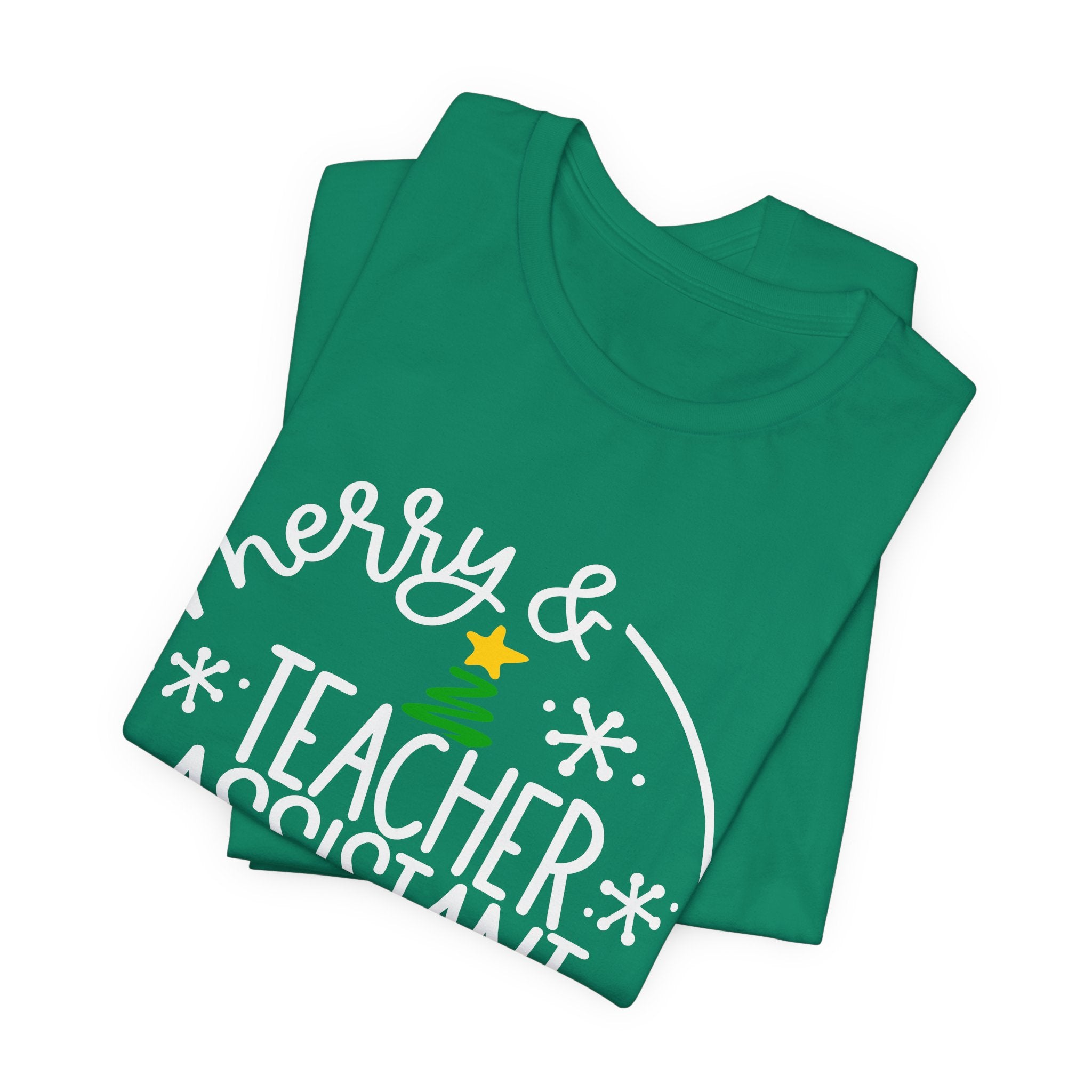 Merry & Bright Teacher Assistant T-Shirt — Christmas Holiday Tee for Teaching Assistants