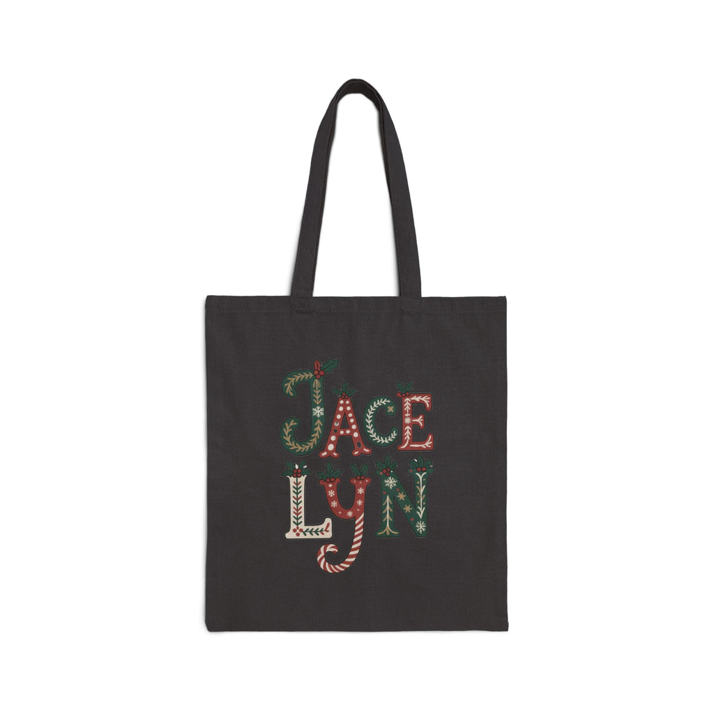 Merry Christmas Afro Santa Tote — Personalized JACELYN Holiday Canvas Bag