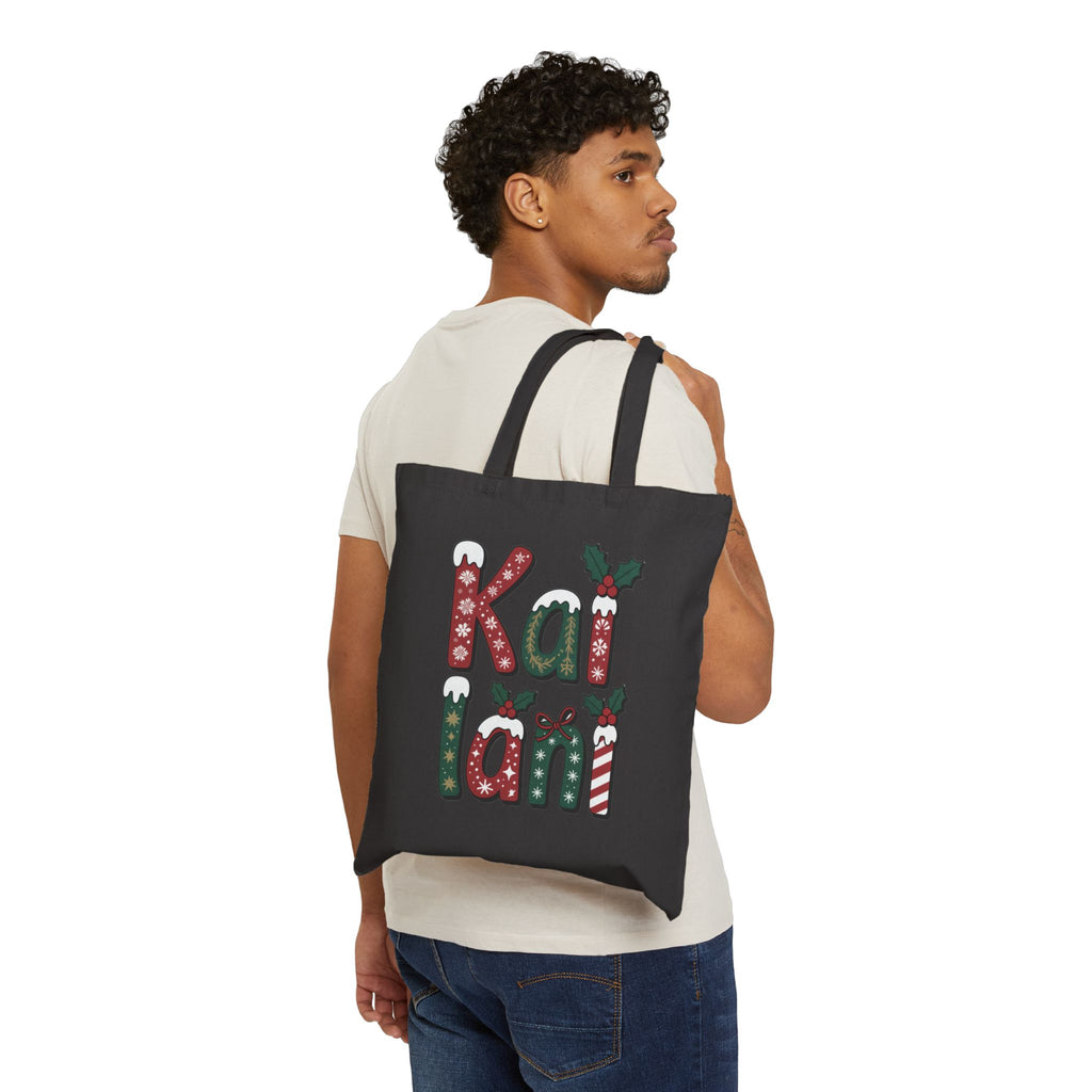 Christmas Gingerbread Girl Canvas Tote — Personalized 'Kai'lani' Holiday Gift Bag