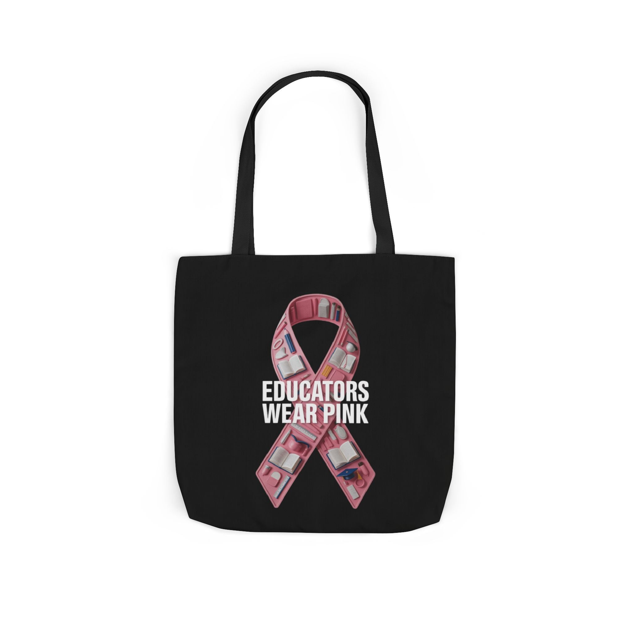 Educators Wear Pink  Canvas Tote Bag, Breast Cancer Awareness, Eco-Friendly Bag