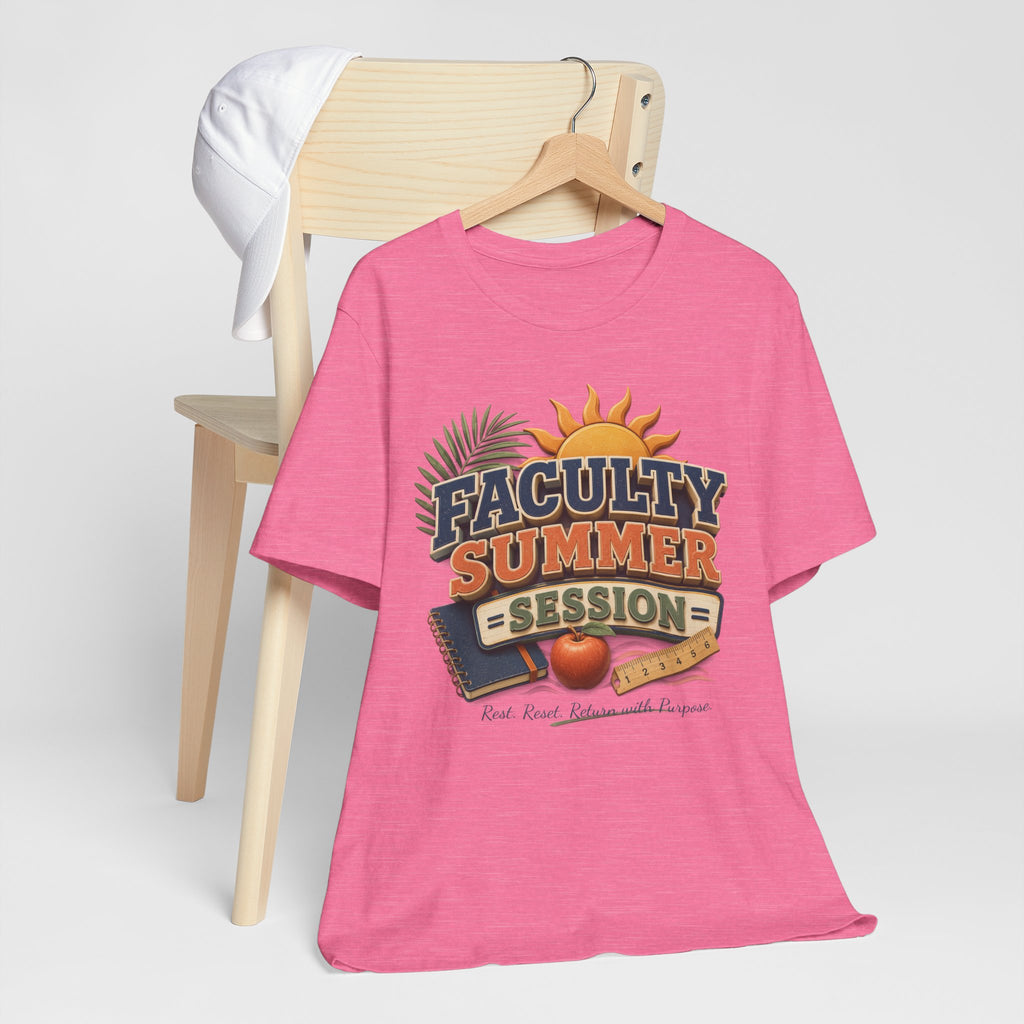 Faculty Summer Session T-Shirt — Retro Palm Sun Campus Tee