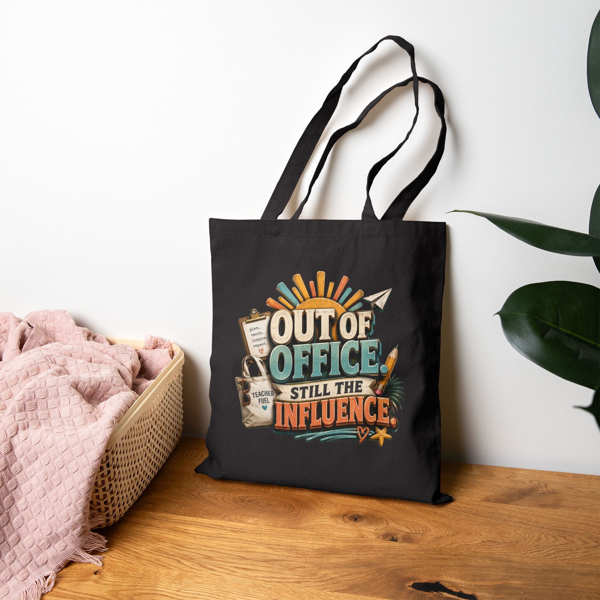 Tote Bag — "Out of Office Still the Influence" Retro Canvas Tote