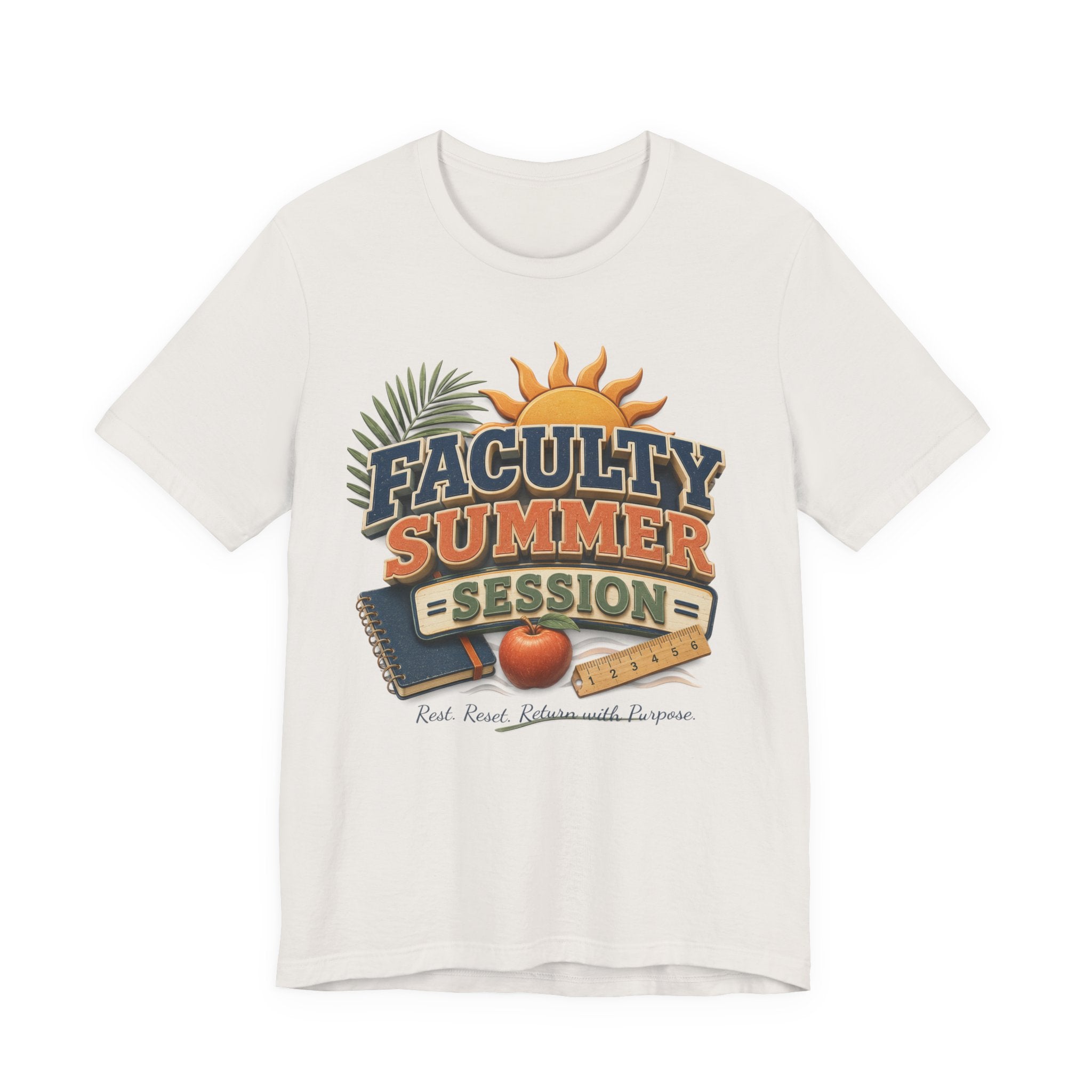 Faculty Summer Session T-Shirt — Retro Palm Sun Campus Tee