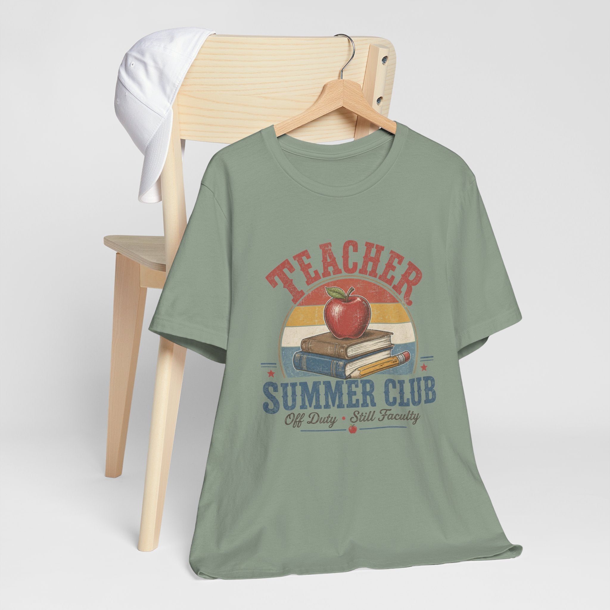 Teacher Summer Club T-Shirt — Retro Apple & Books Tee for Educators
