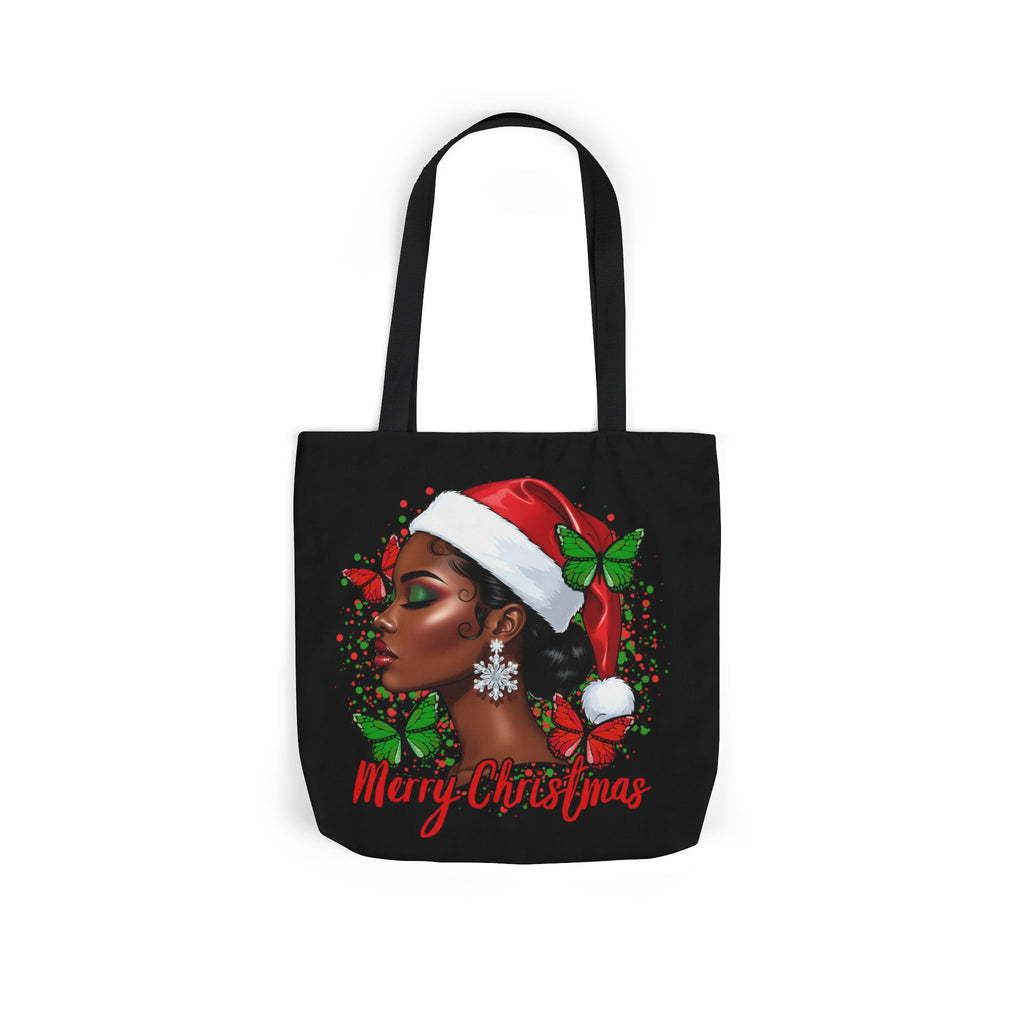 Christmas Beauty Canvas Tote — "Merry Christmas" Holiday Girl Design
