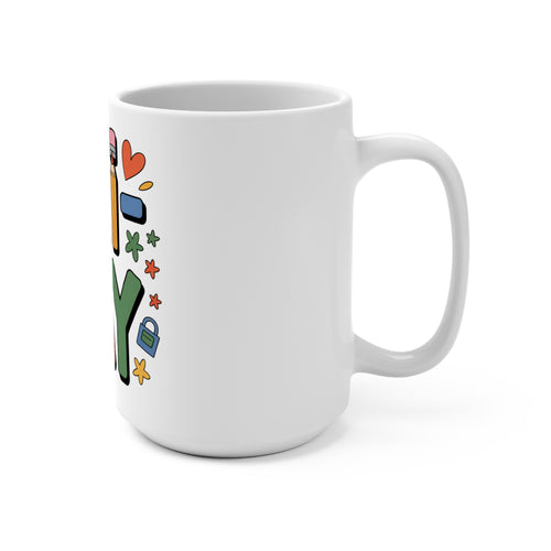 Colorful 'FRI-YAY' Coffee Mug, Fun Tea Cup, Gift for Teachers, Inspirational Office Decor, Friday Motivation, Creative Home Drinkware