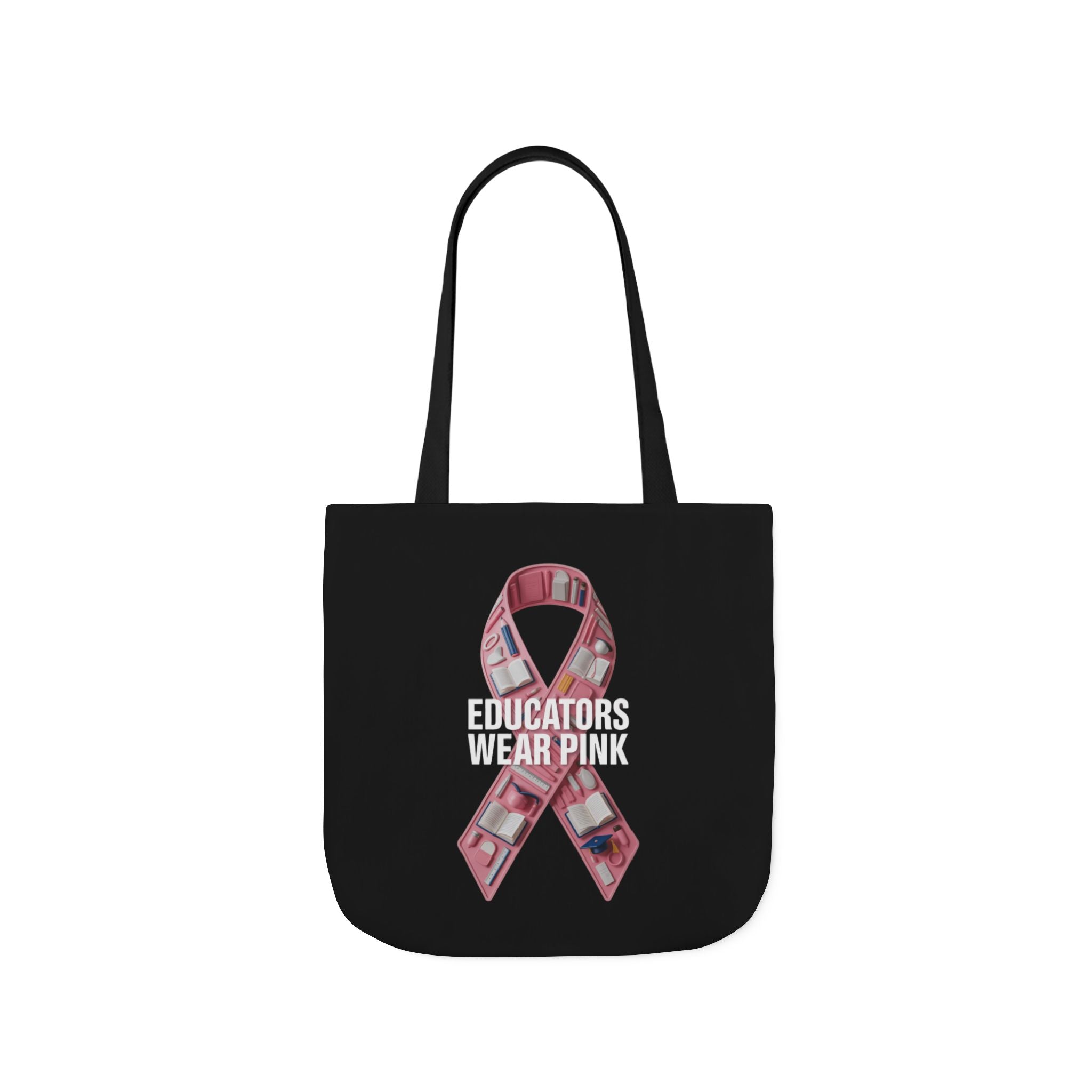 Educators Wear Pink  Canvas Tote Bag, Breast Cancer Awareness, Eco-Friendly Bag
