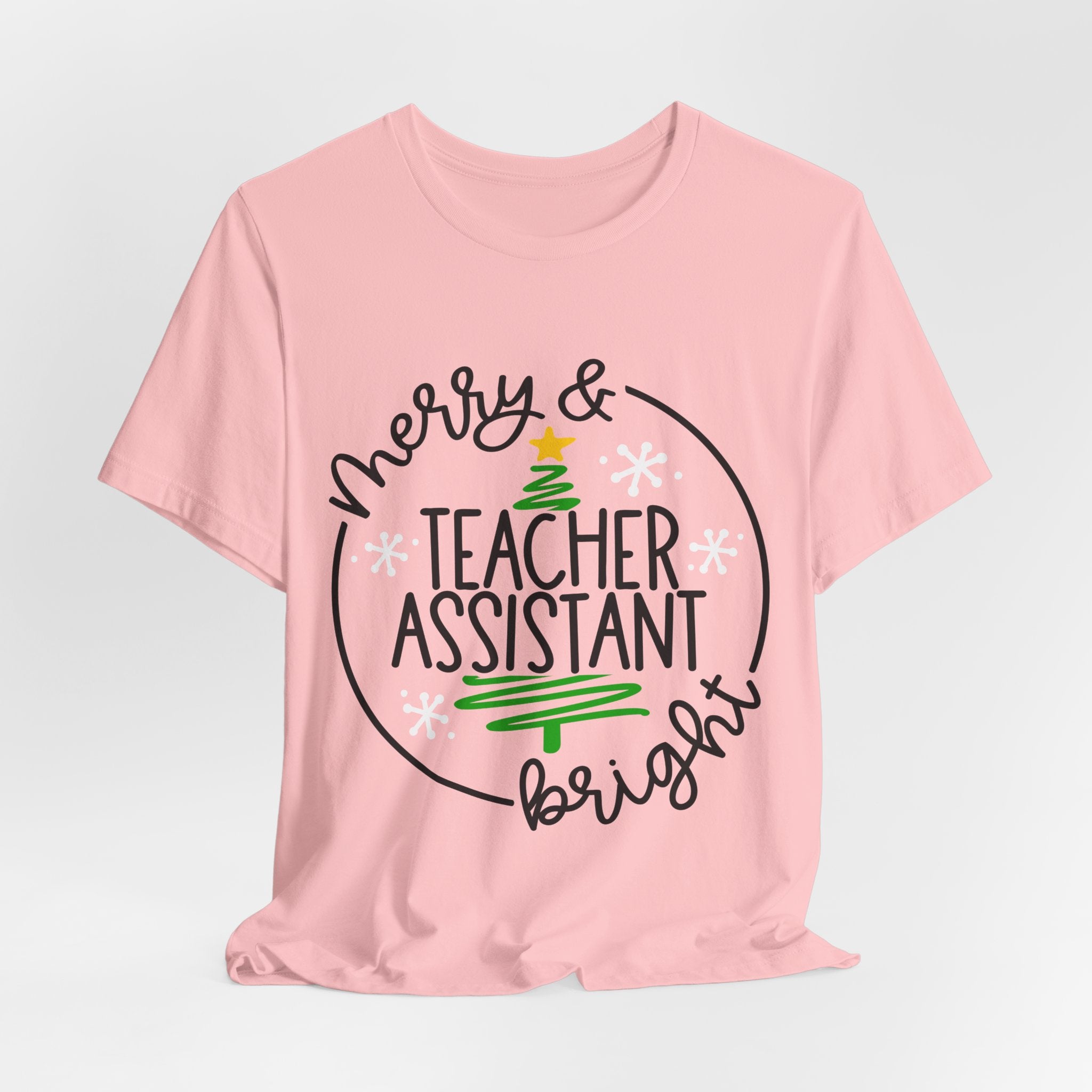 Teacher Assistant Christmas T‑Shirt — “Merry & Bright” Holiday Tee