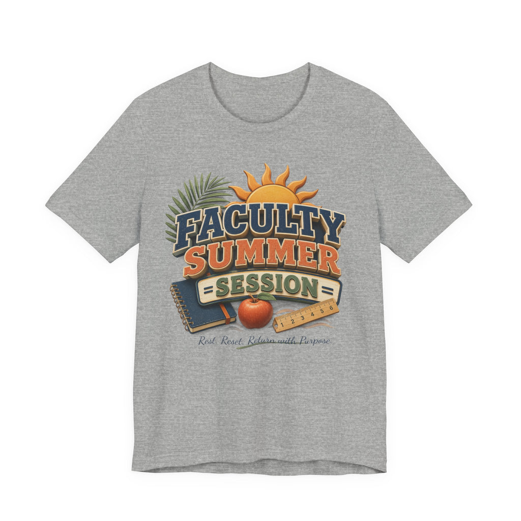 Faculty Summer Session T-Shirt — Retro Palm Sun Campus Tee