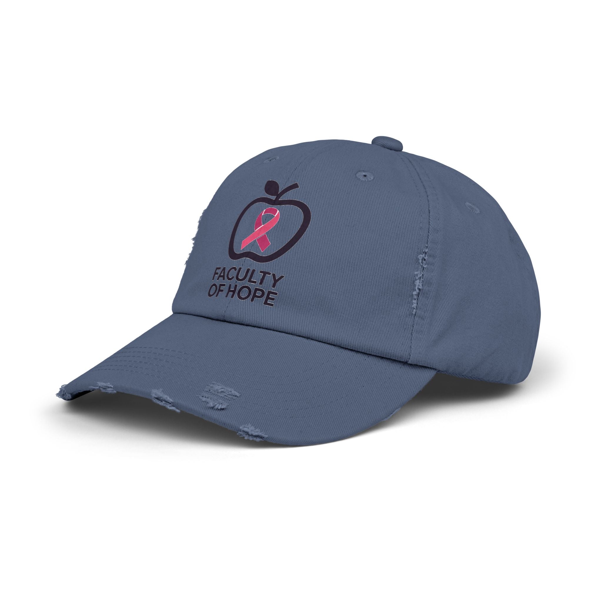 Hope-Inspiring Distressed Cap | Faculty of Hope, Awareness Cap, Cancer Awareness Hat, Unisex Cap, Gift for Supporters