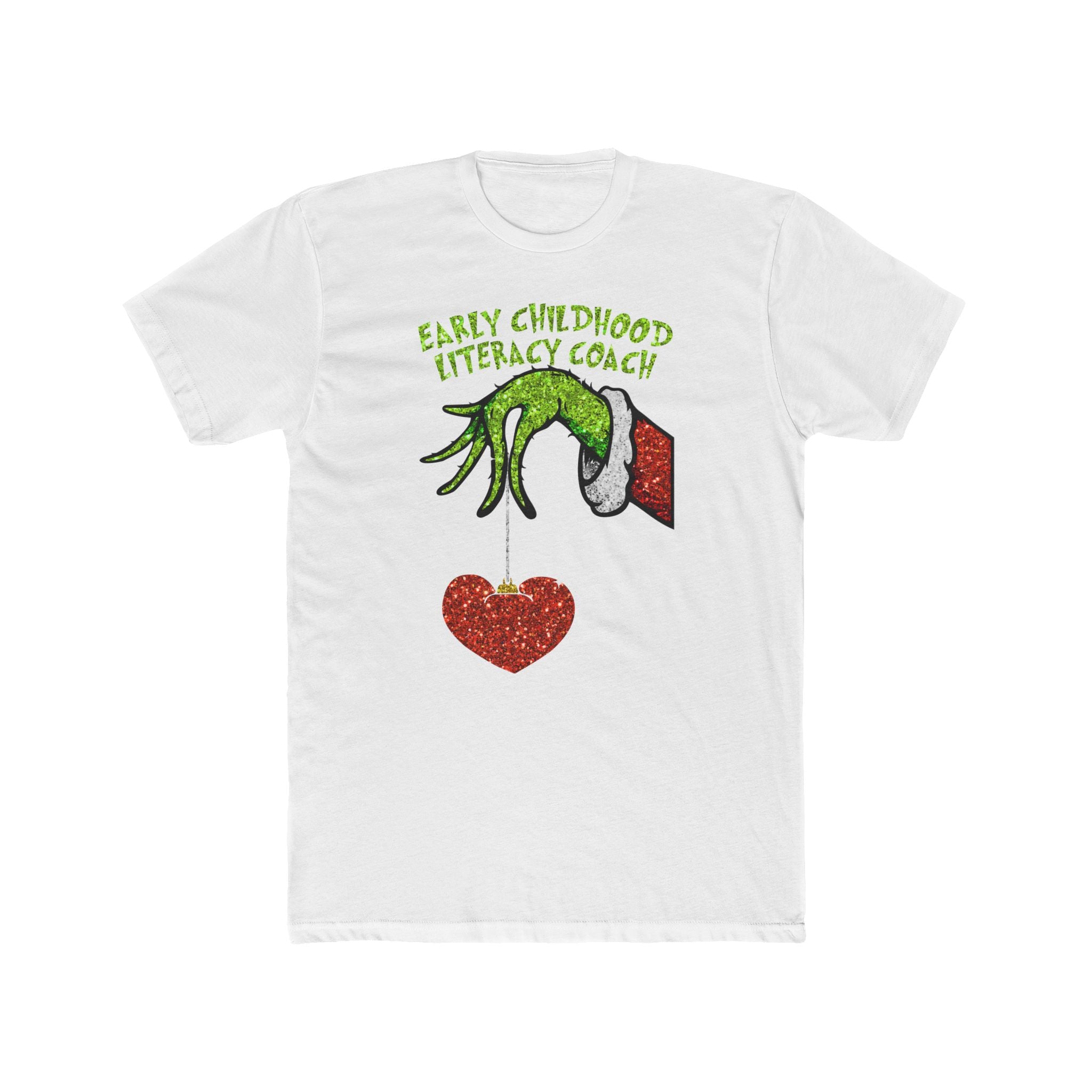 Early Childhood Literacy Coach T-Shirt — Grinch Hand Holding Sparkle Heart