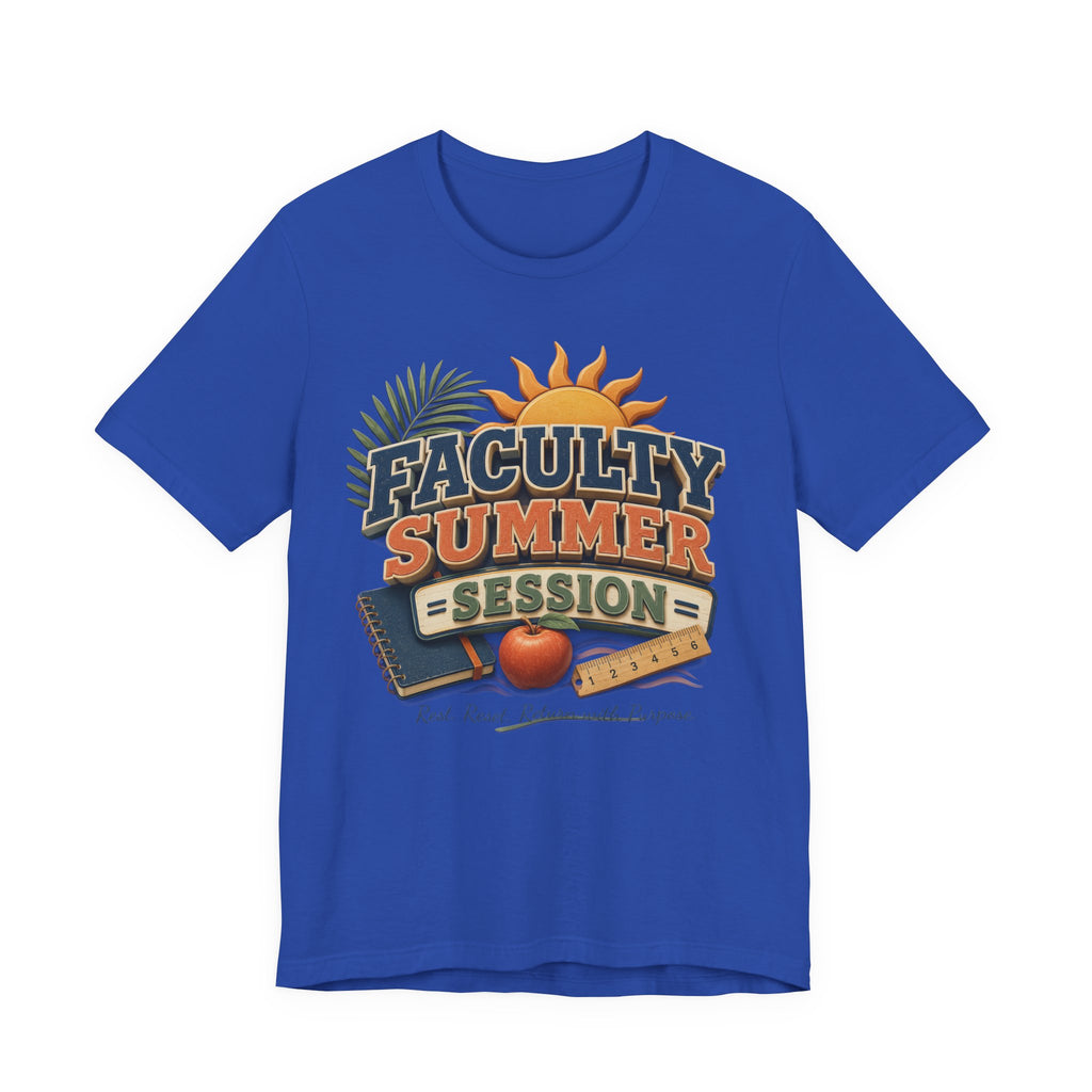 Faculty Summer Session T-Shirt — Retro Palm Sun Campus Tee