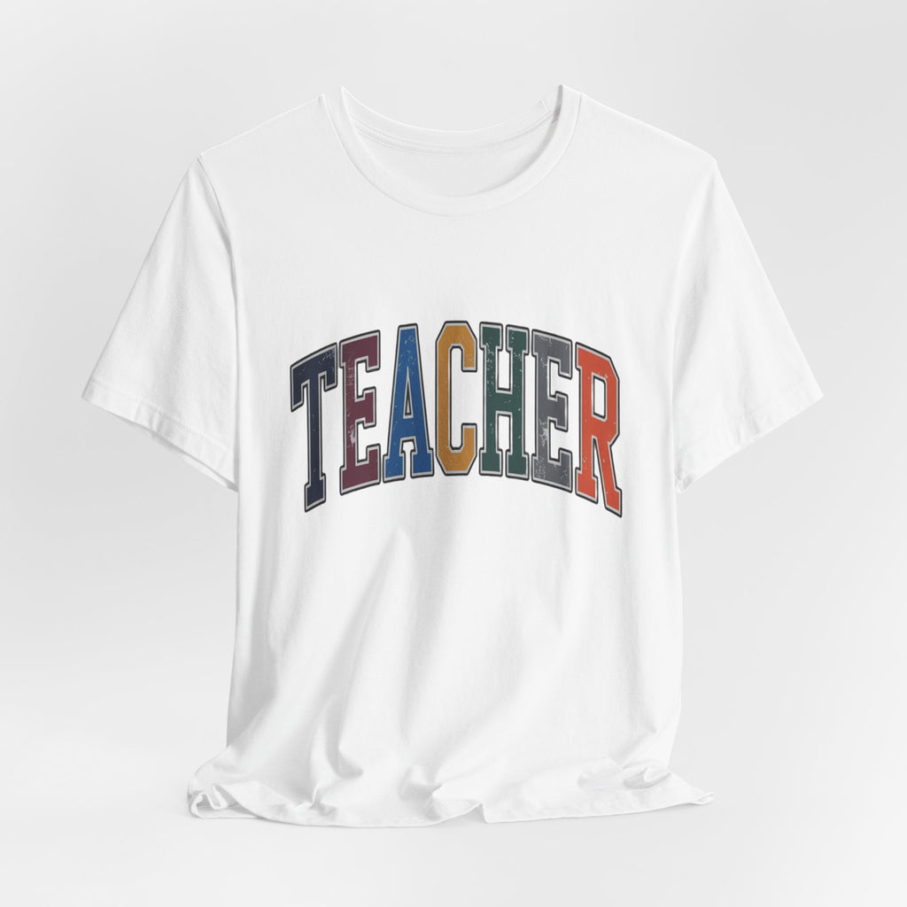 Teacher Vintage Lettering T‑Shirt — Retro Collegiate Teacher Tee