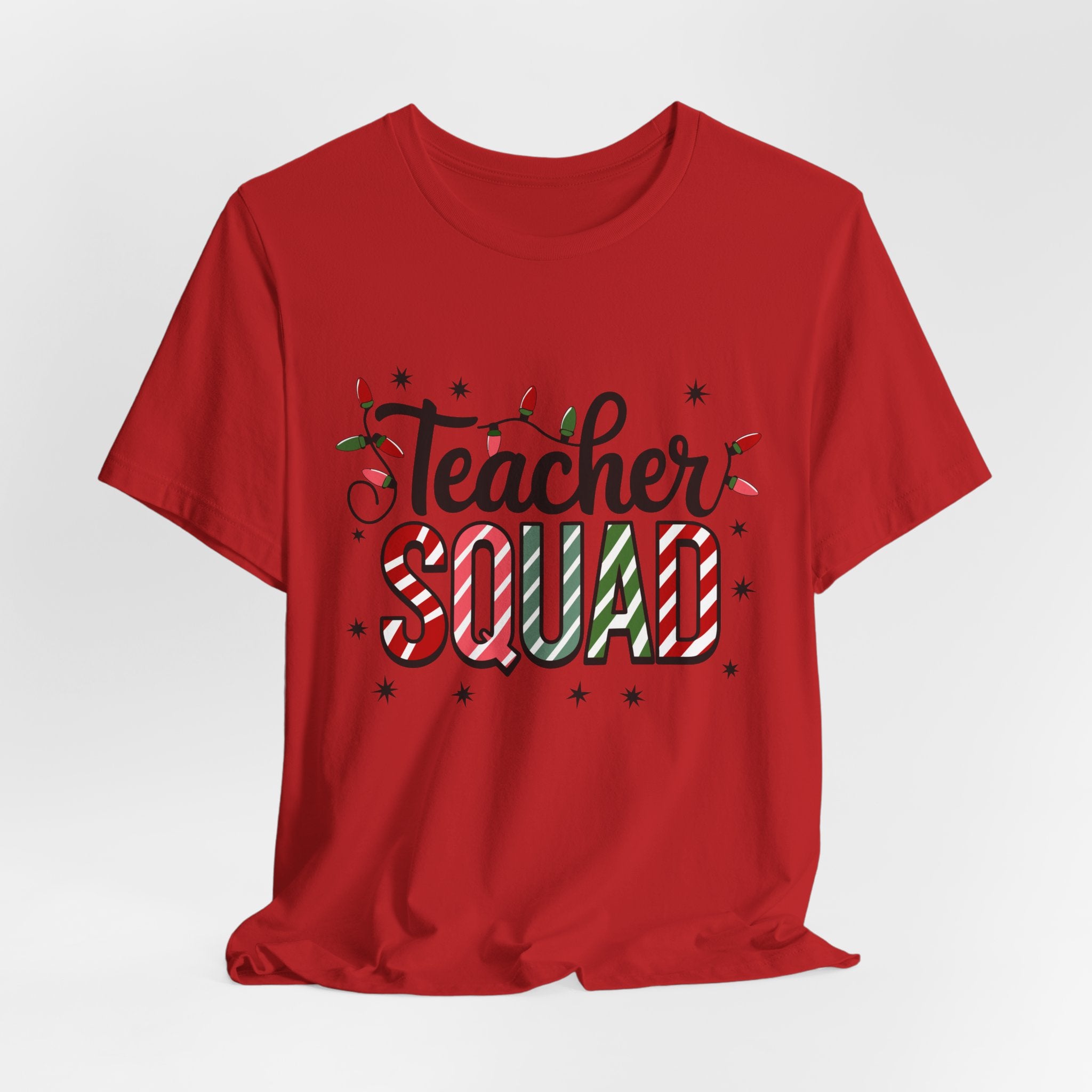 Teacher Squad T-Shirt — Festive Candy Cane Holiday Teacher Tee