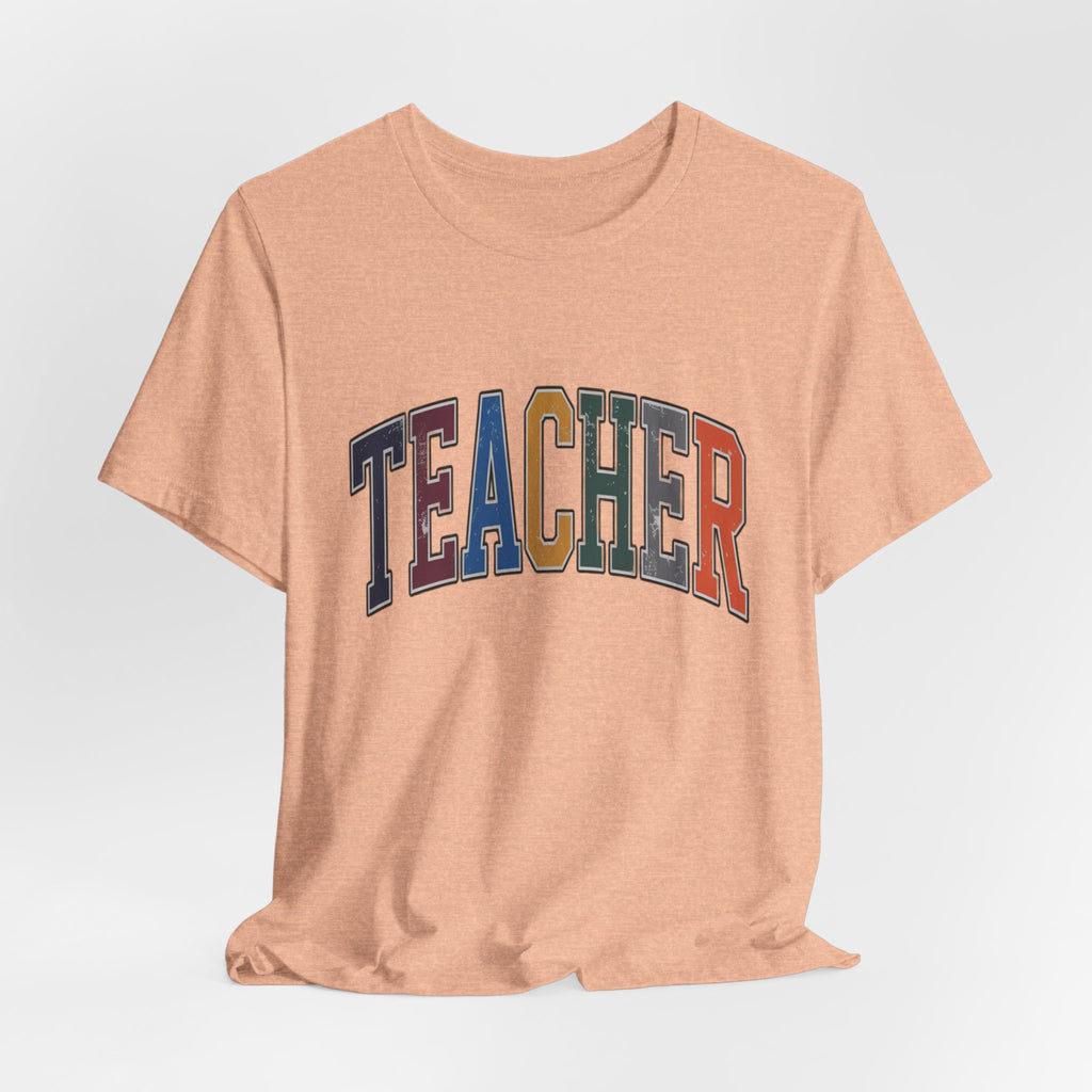 Teacher Vintage Lettering T‑Shirt — Retro Collegiate Teacher Tee