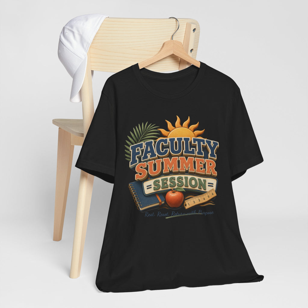 Faculty Summer Session T-Shirt — Retro Palm Sun Campus Tee