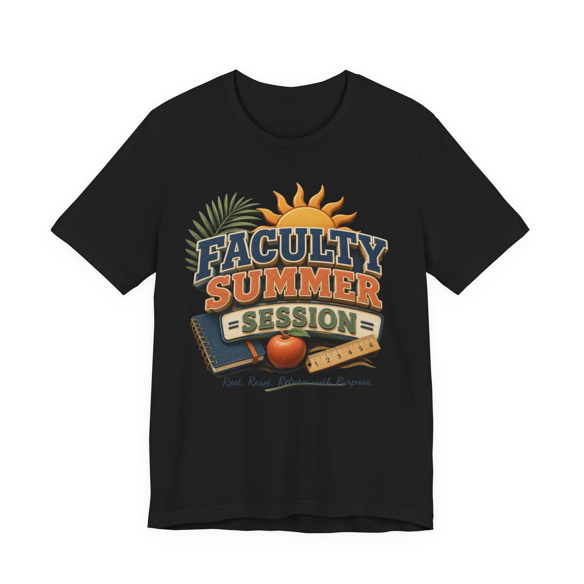 Faculty Summer Session T-Shirt — Retro Palm Sun Campus Tee