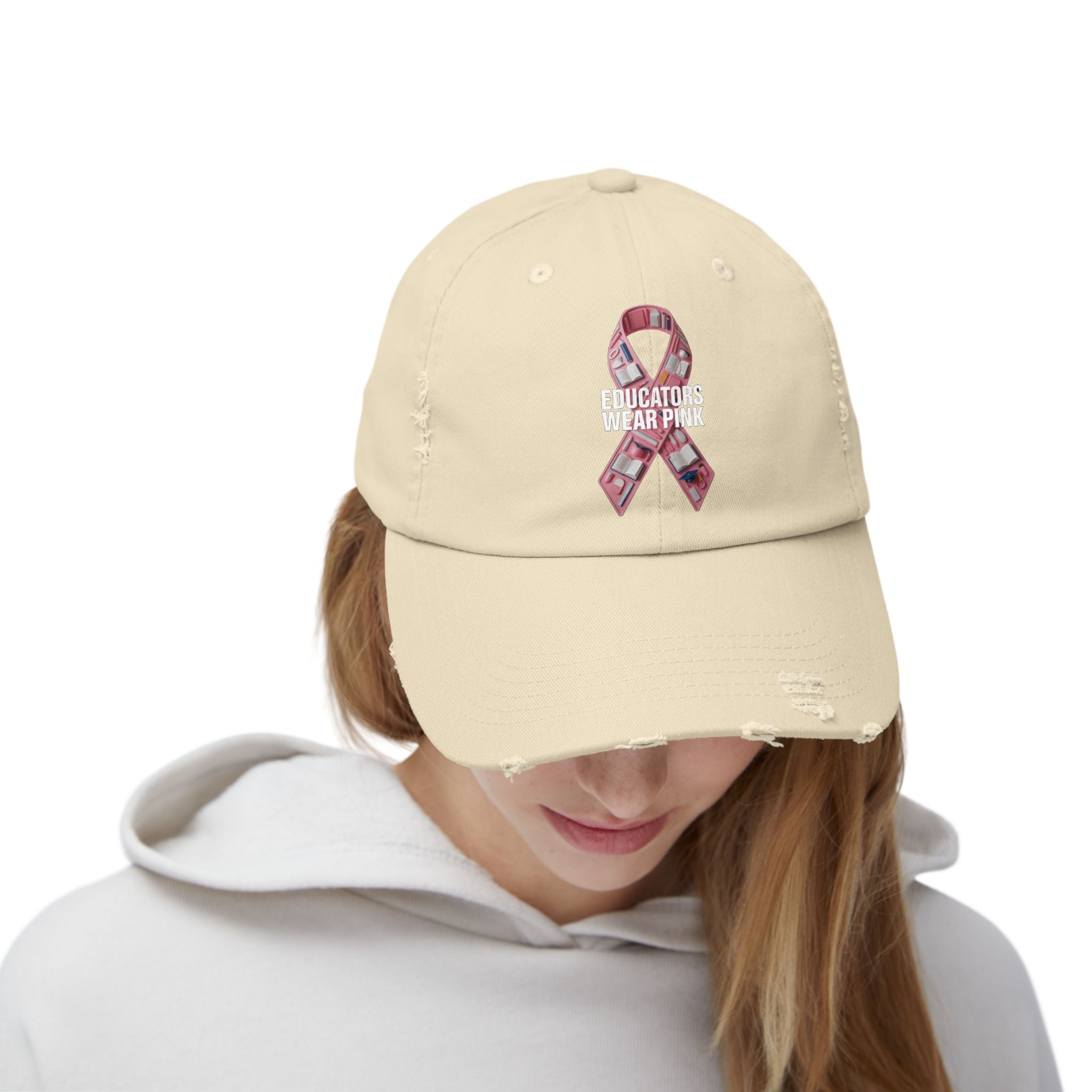 Educators Wear Pink , Unisex Distressed Cap