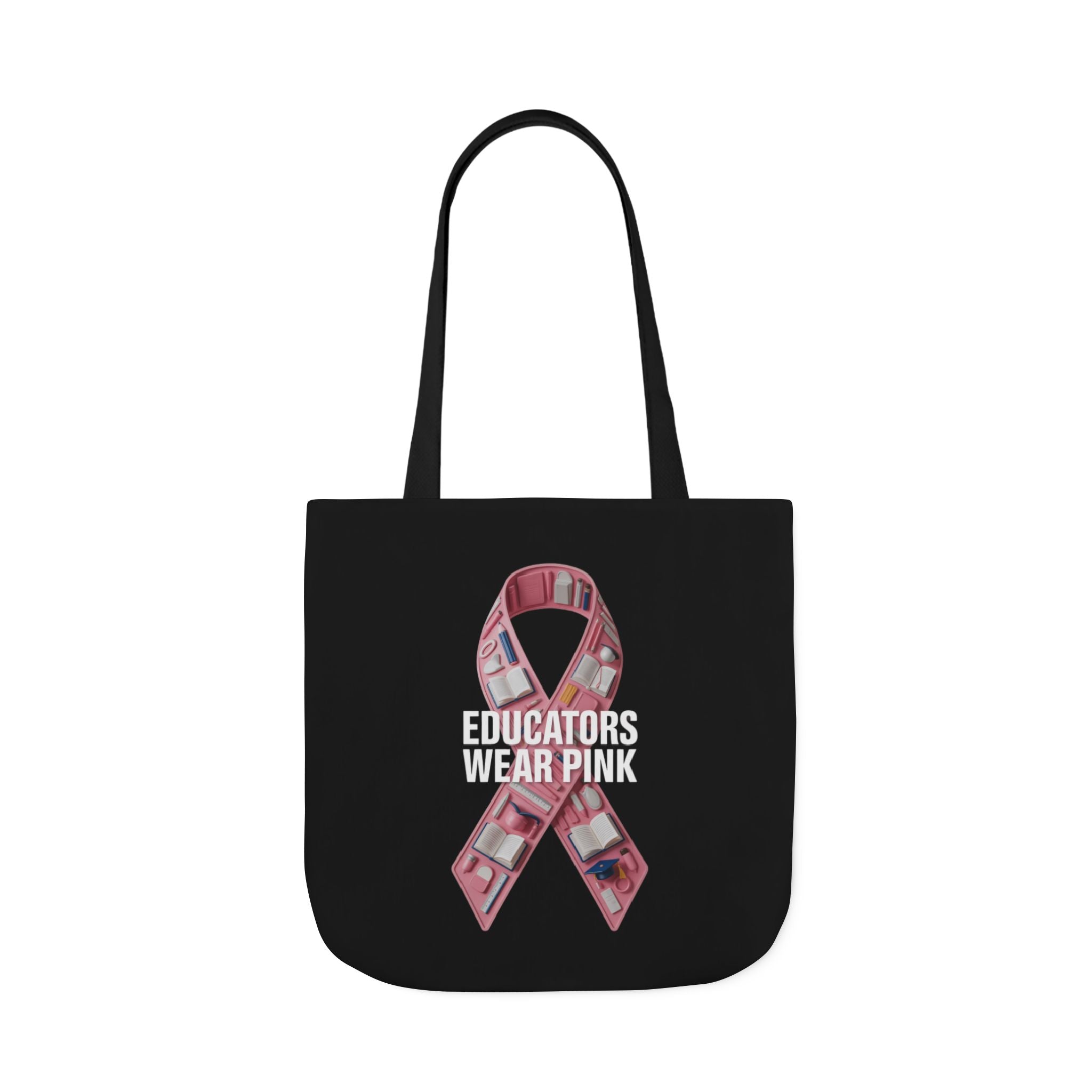 Educators Wear Pink  Canvas Tote Bag, Breast Cancer Awareness, Eco-Friendly Bag