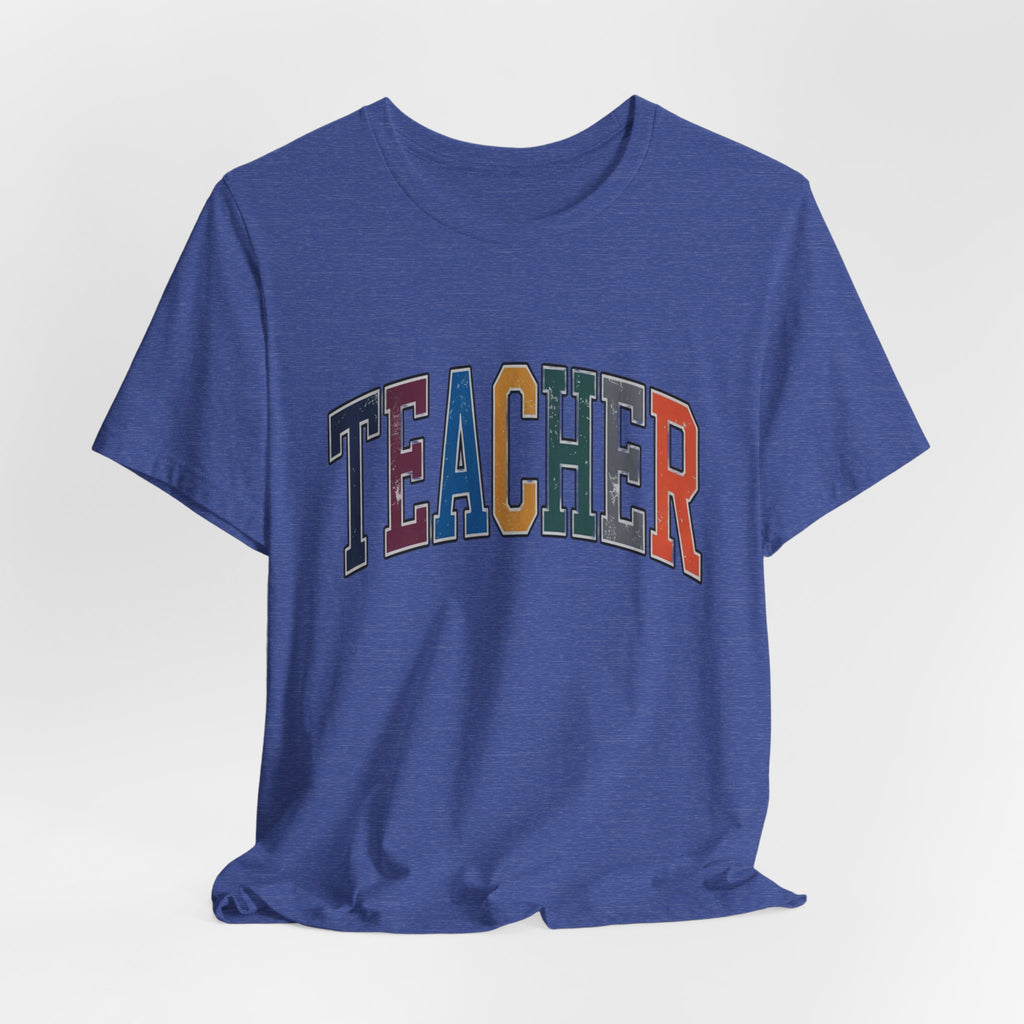 Teacher Vintage Lettering T‑Shirt — Retro Collegiate Teacher Tee