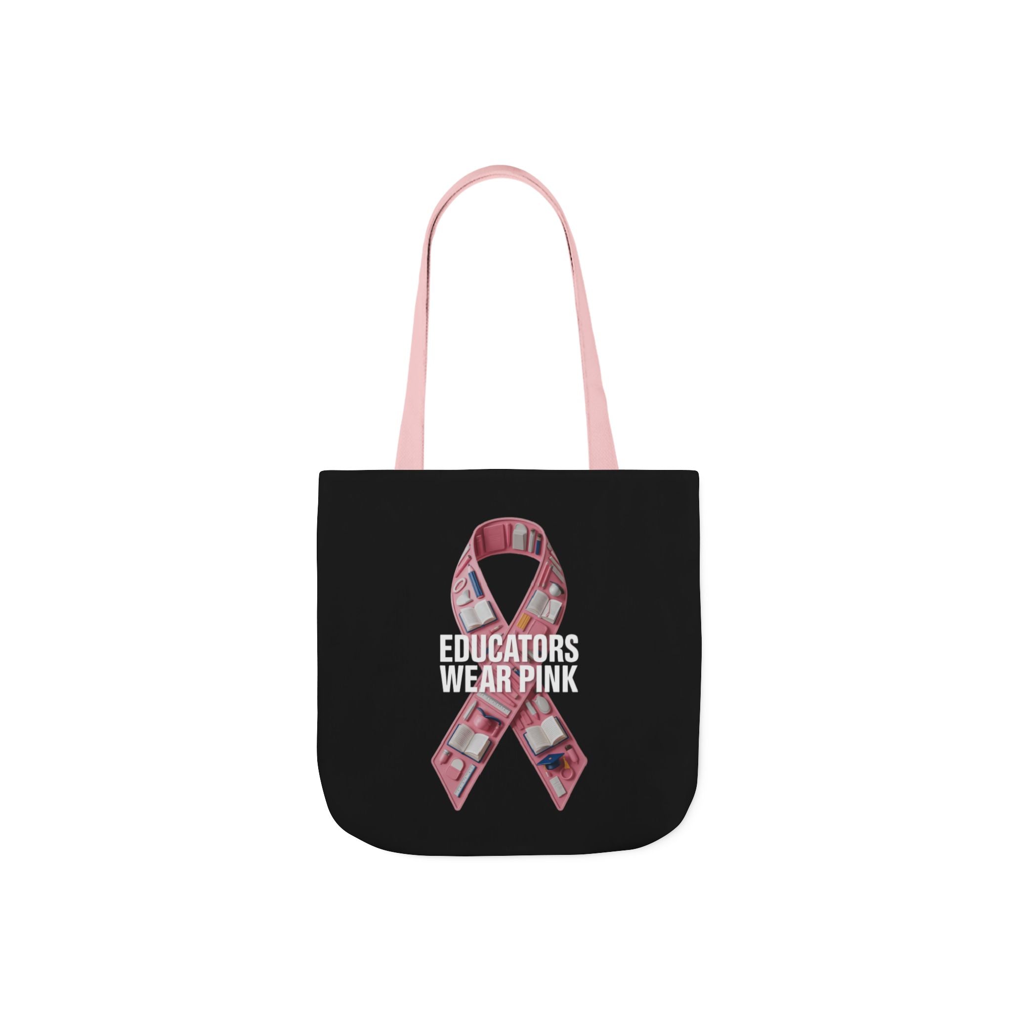 Educators Wear Pink  Canvas Tote Bag, Breast Cancer Awareness, Eco-Friendly Bag