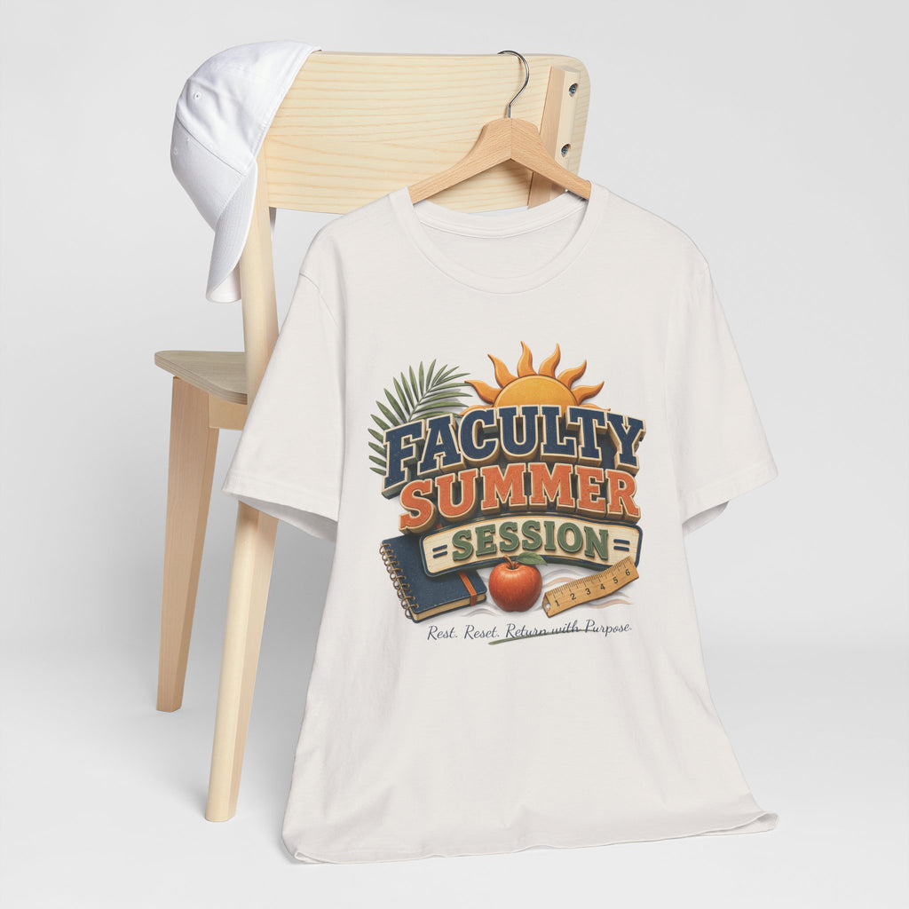 Faculty Summer Session T-Shirt — Retro Palm Sun Campus Tee