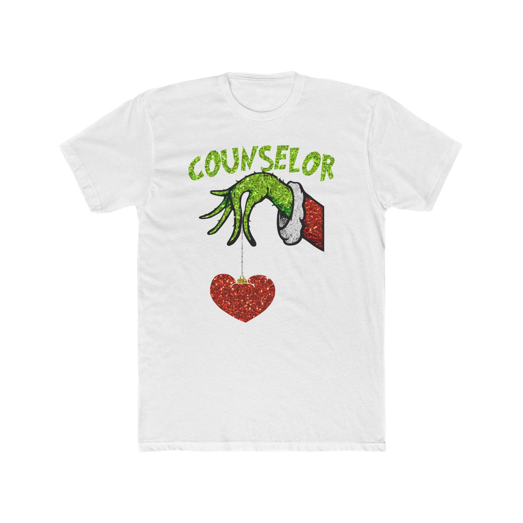 Counselor Grinch Hand Tee — Heart Ornament Holiday Shirt