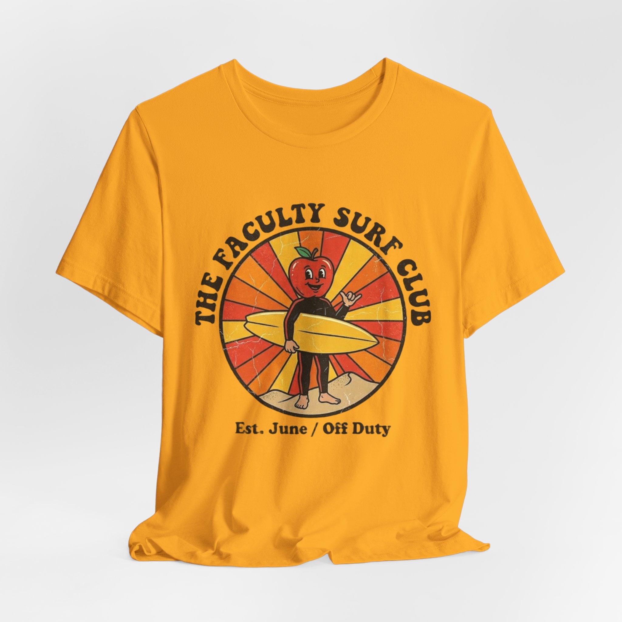 The Faculty Surf Club T-Shirt — Retro Surf Apple Design