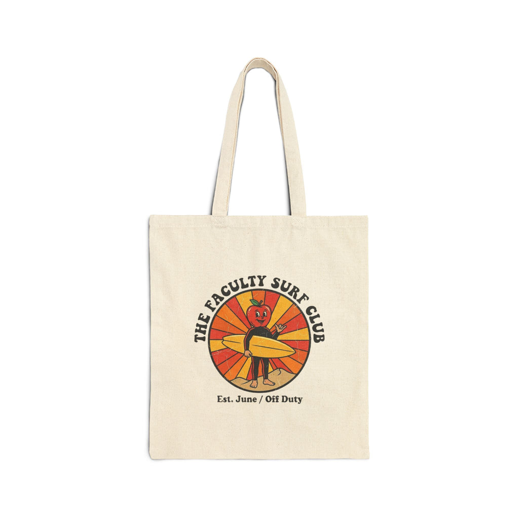 Surf Club Canvas Tote Bag – “The Faculty Surf Club” Retro Beach Design