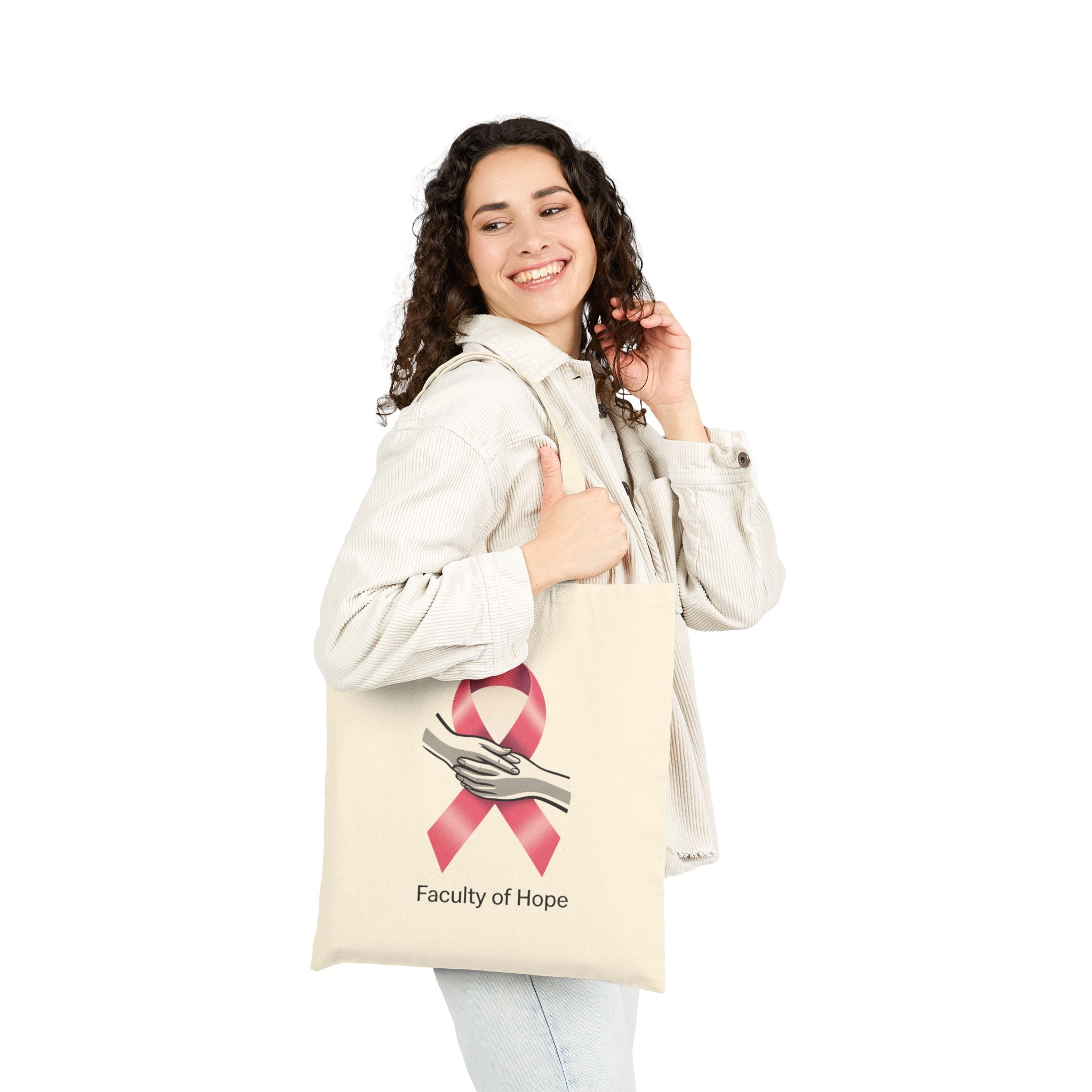 Faculty of Hope Cotton Canvas Tote Bag (Breast Cancer Awareness Edition) Reusable Shopping Bag