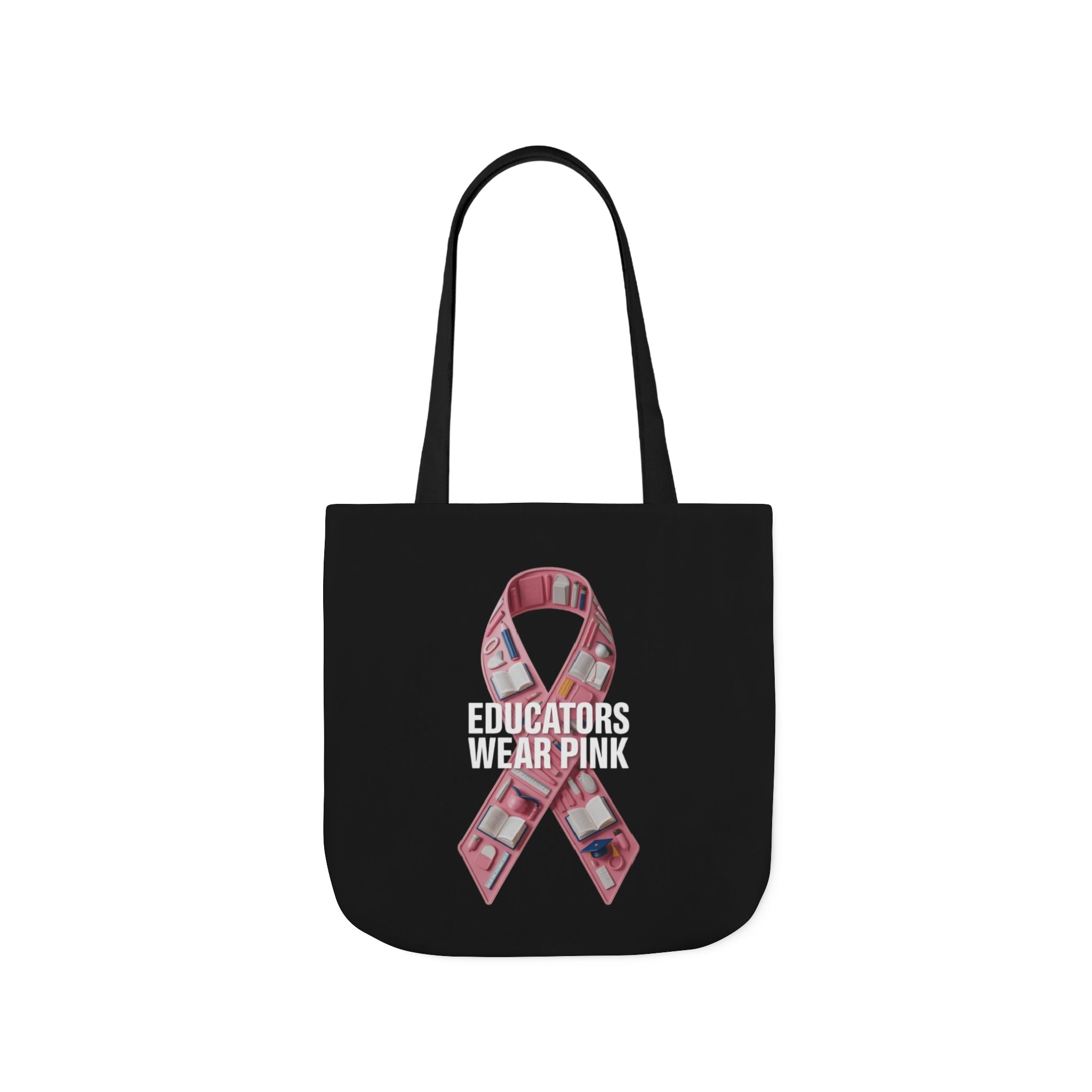 Educators Wear Pink  Canvas Tote Bag, Breast Cancer Awareness, Eco-Friendly Bag