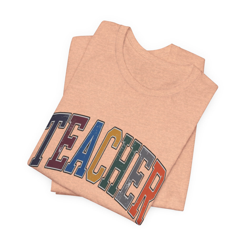 Teacher Vintage Lettering T‑Shirt — Retro Collegiate Teacher Tee