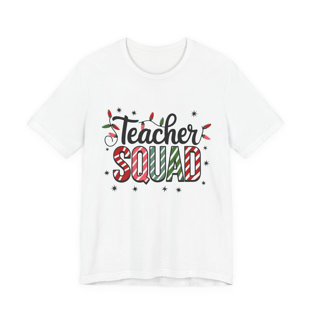 Teacher Squad T-Shirt — Festive Candy Cane Holiday Teacher Tee