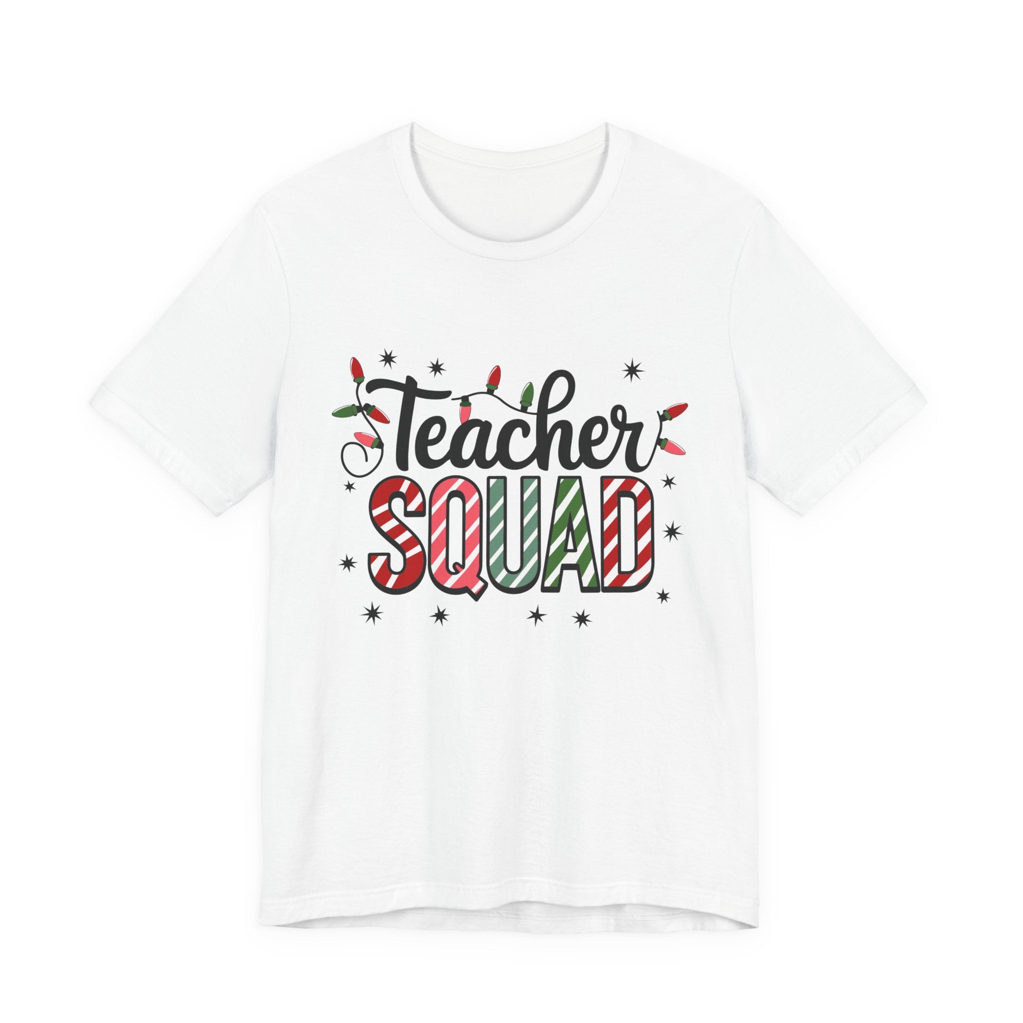Teacher Squad T-Shirt — Festive Candy Cane Holiday Teacher Tee